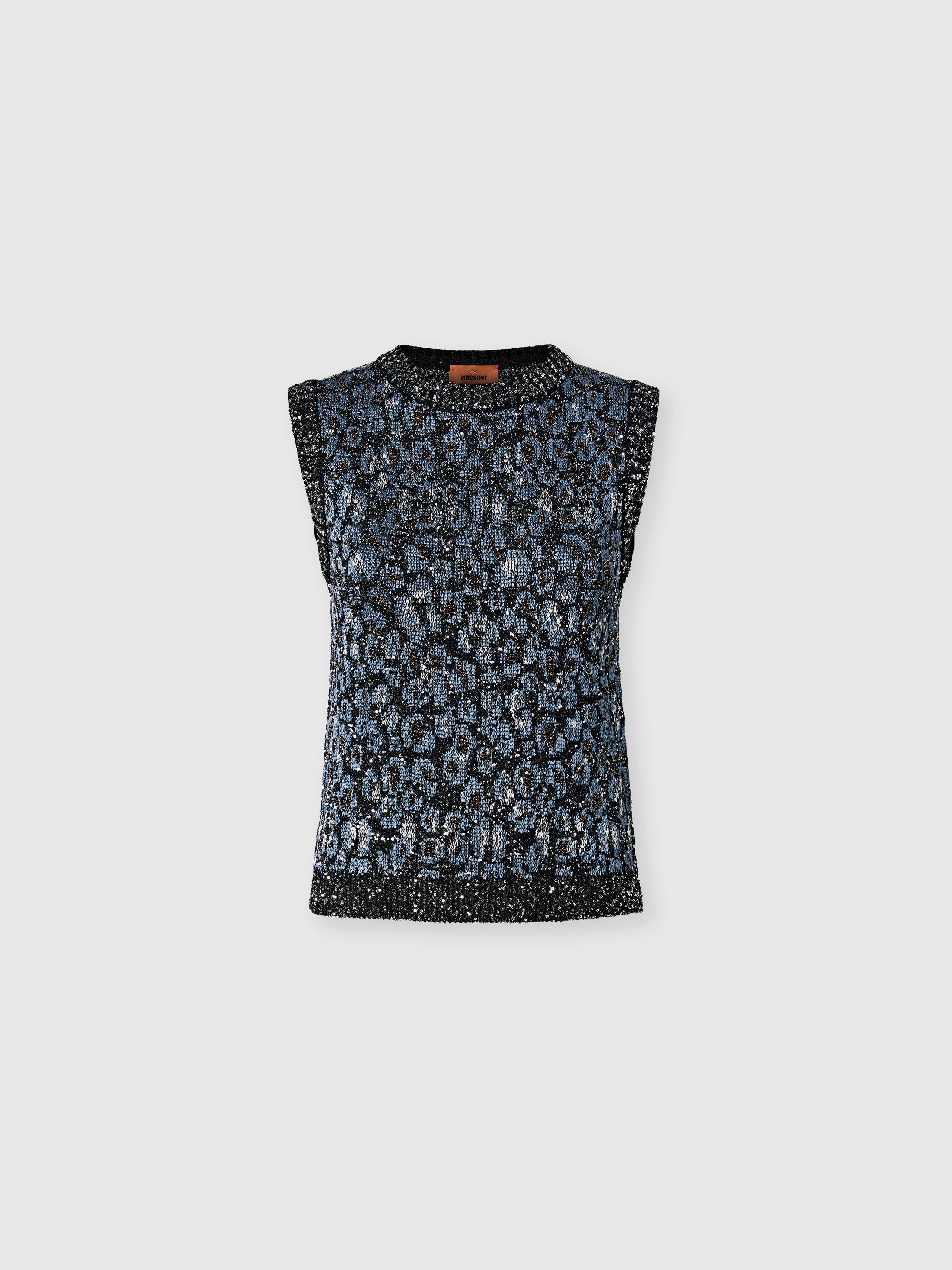 Missoni - Top ras-du-cou en maille jacquard imprim animalier Femme Bleu Taille 42 595 €