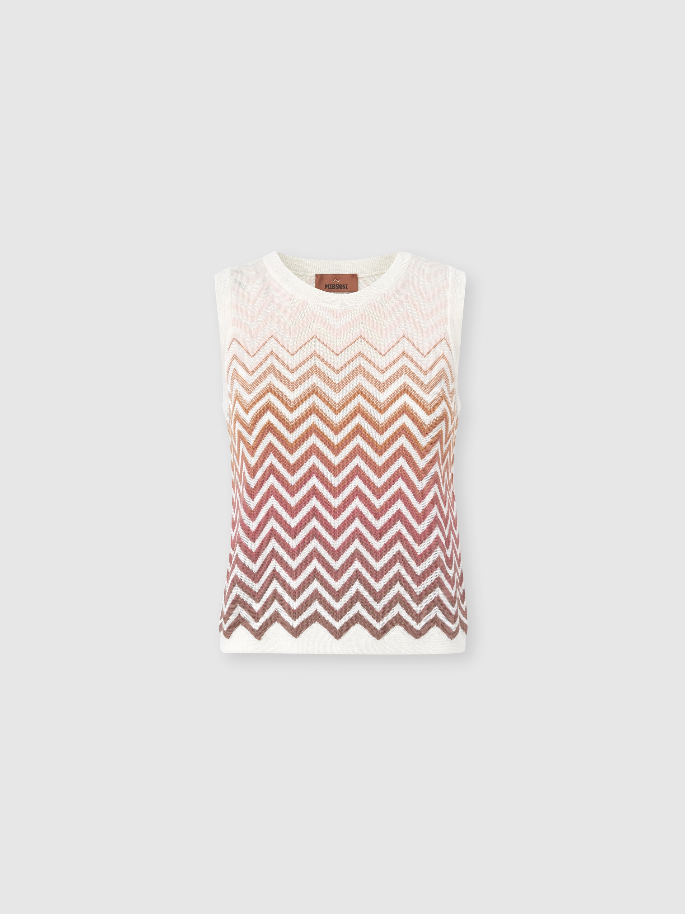 Missoni - Top sans manches en coton et viscose motif chevron dgrad Femme Rose Rouille Taille 40 385 €