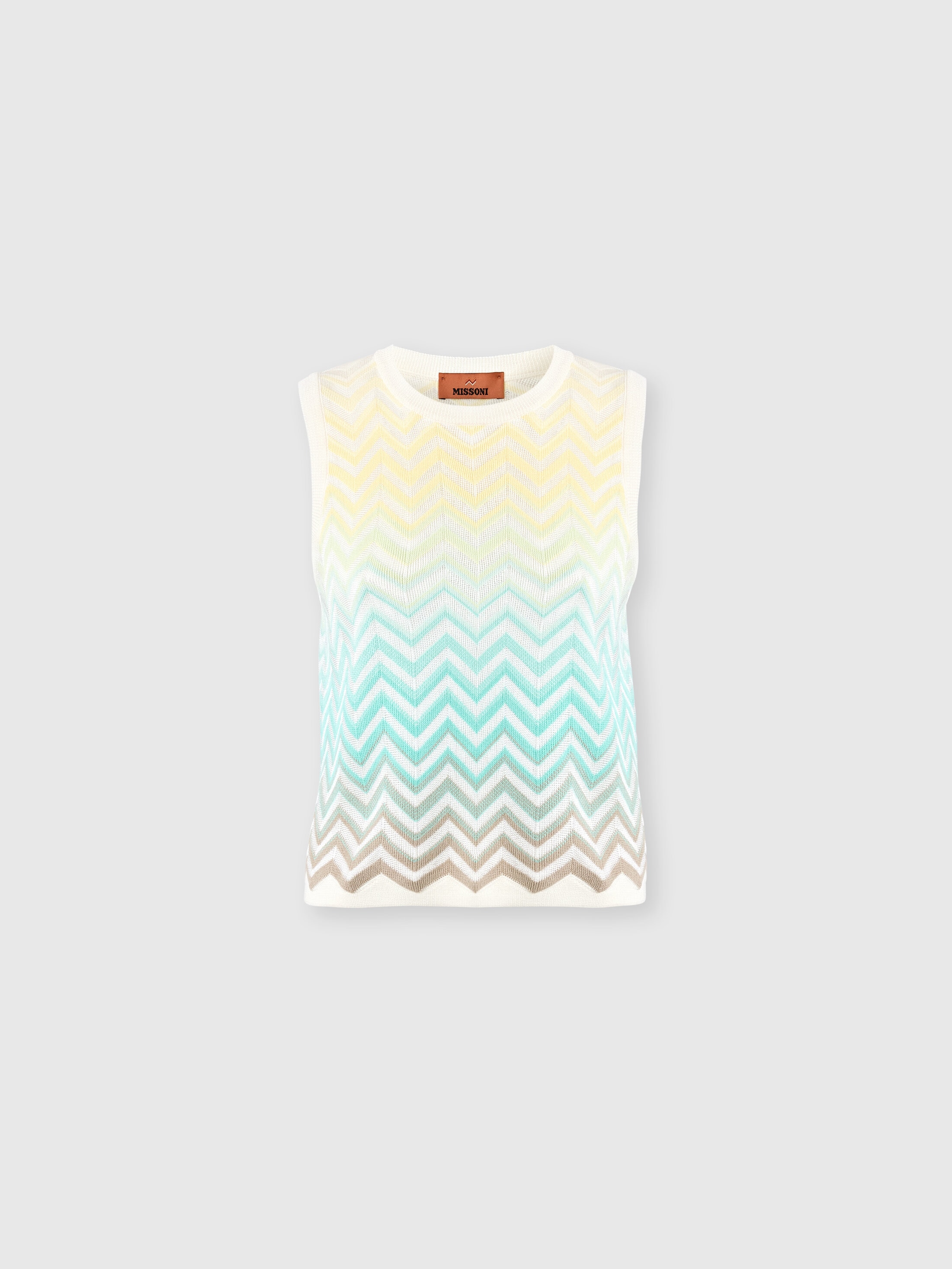 Missoni - Top sans manches en coton et viscose motif chevron dgrad Femme Multicolore Taille 38 385 €