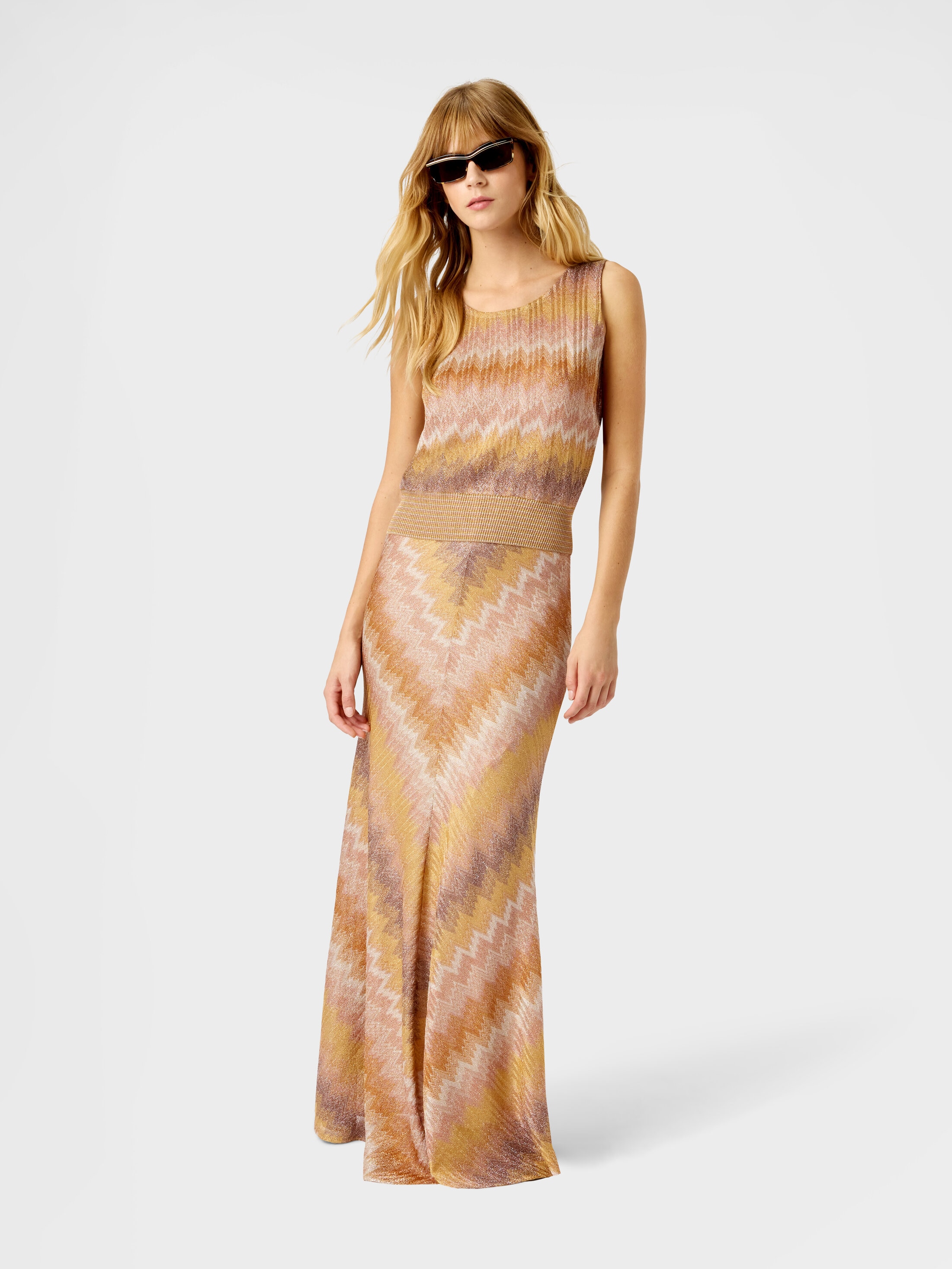 Snake-Pattern Viscose Lamé Tank Top Green& Brown | Missoni