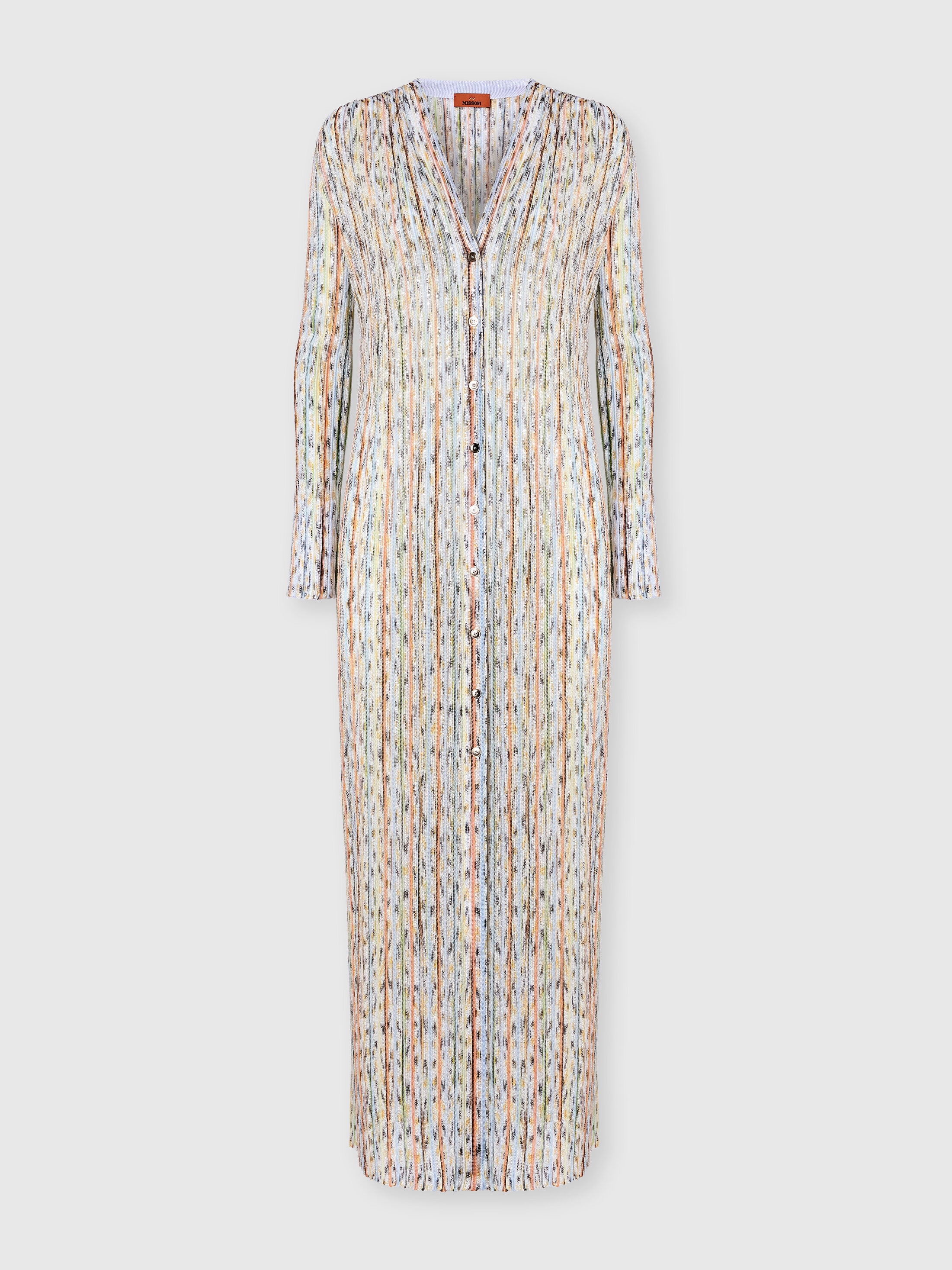 Missoni Donna Multicolore - Cardigan In Misto Viscosa A Costine Con Paillettes, Taglia: 40