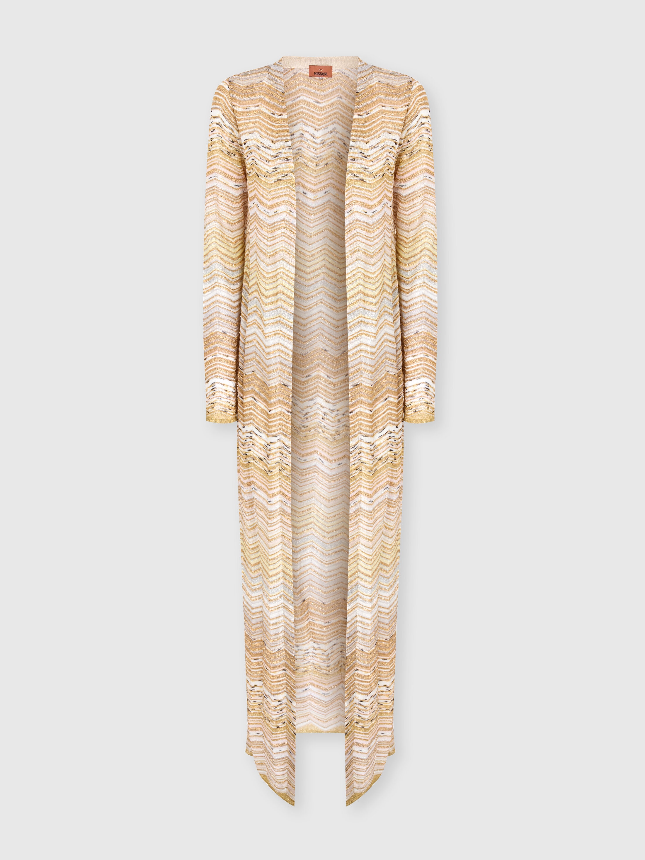 Long cardigan with a chevron pattern with sequins Multicoloured
