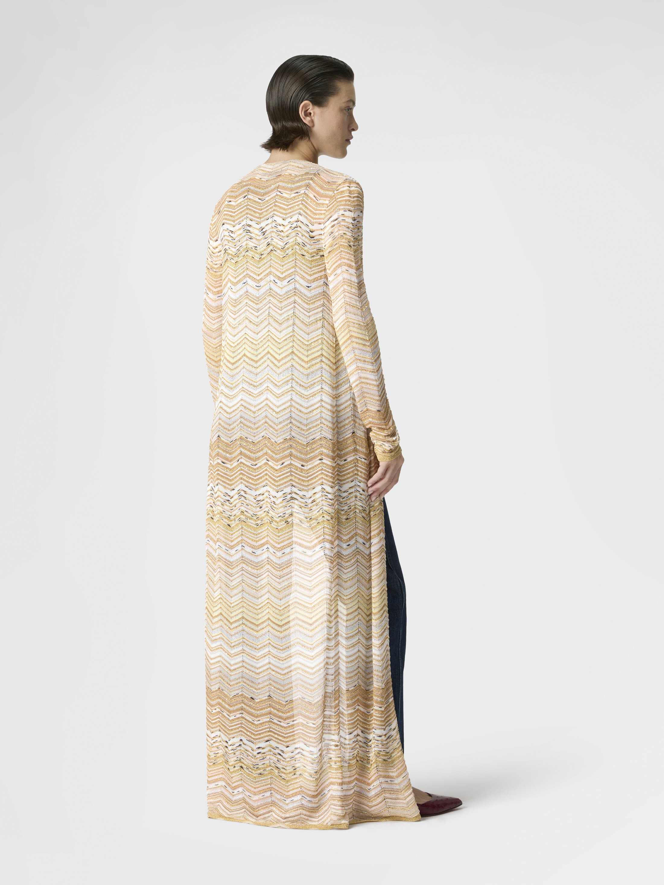 Long cardigan with a chevron pattern with sequins Multicoloured