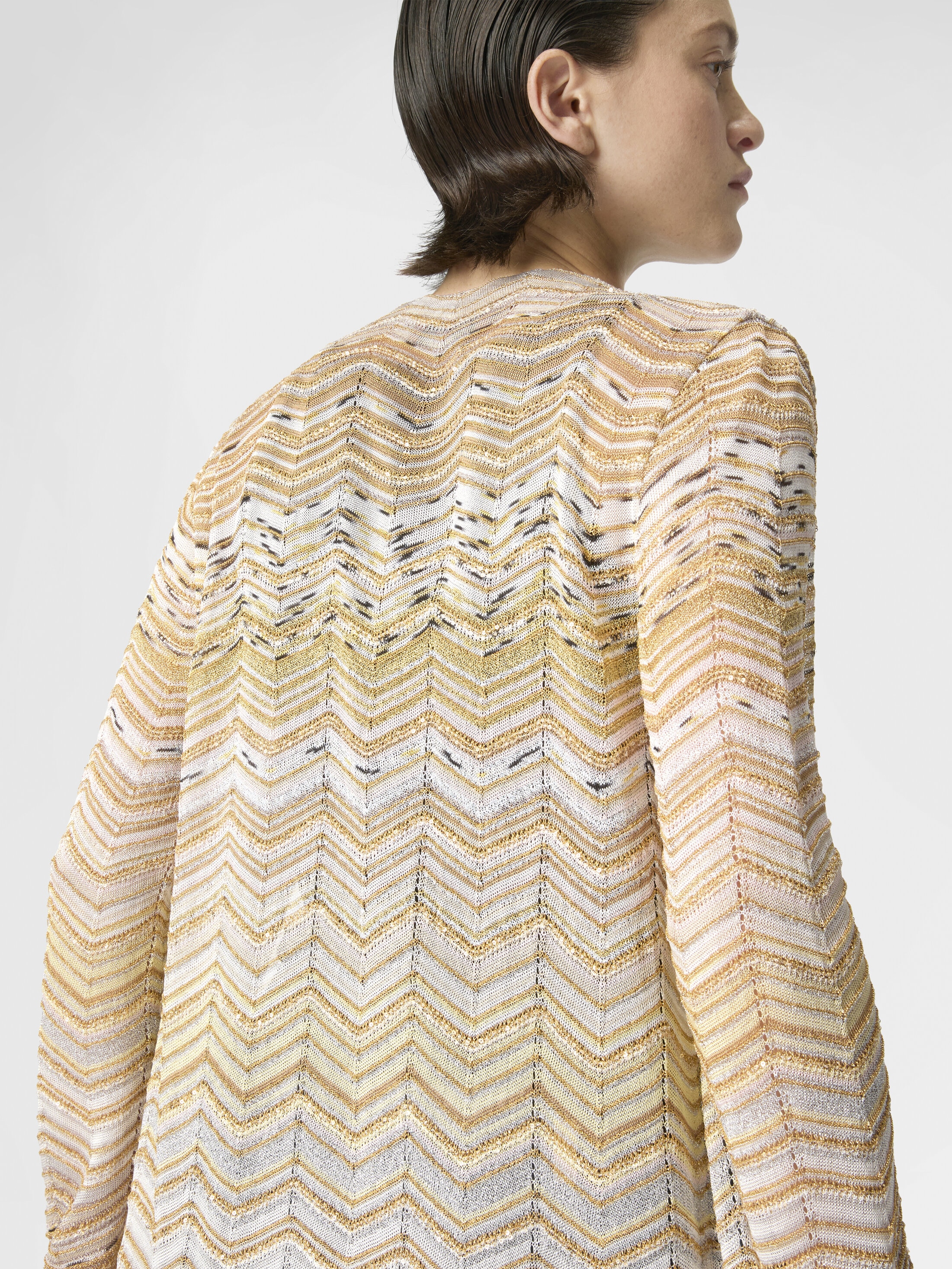 Long cardigan with a chevron pattern with sequins Multicoloured