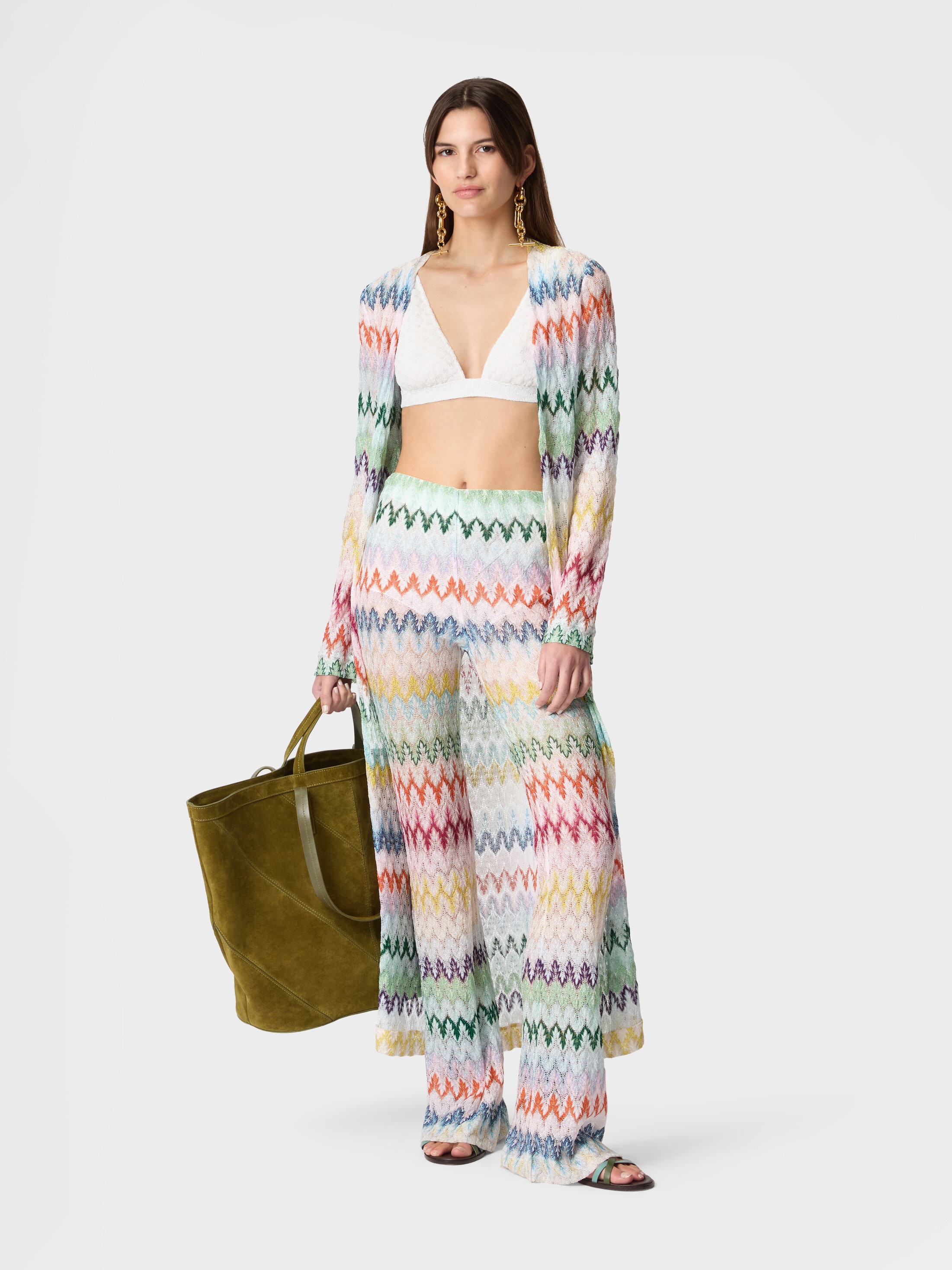 Long zig zag lace cardigan Multicoloured | Missoni