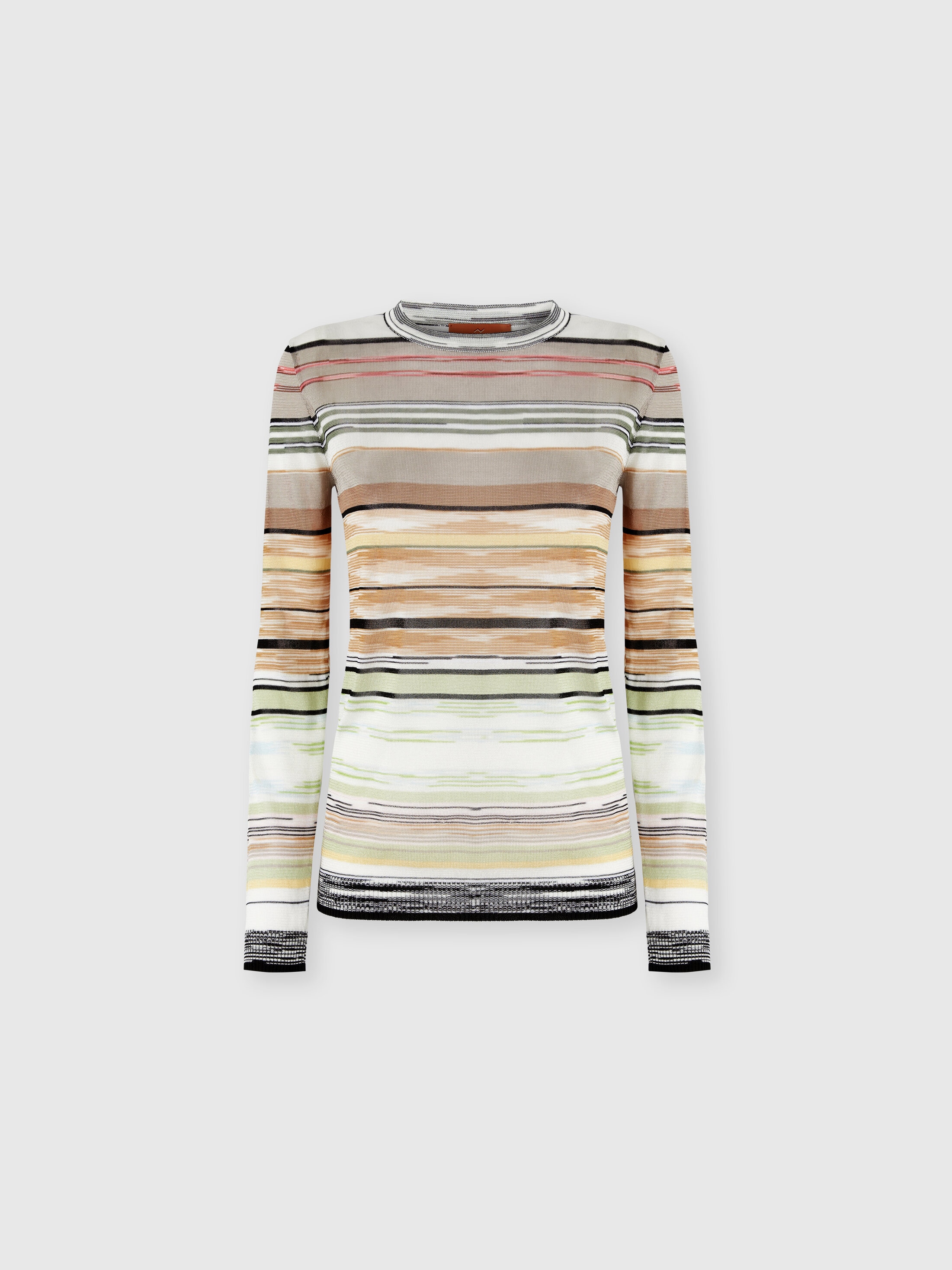 Missoni - Pull ras-du-cou en viscose flamme rayures Femme Vert Brun Taille 44 455 €