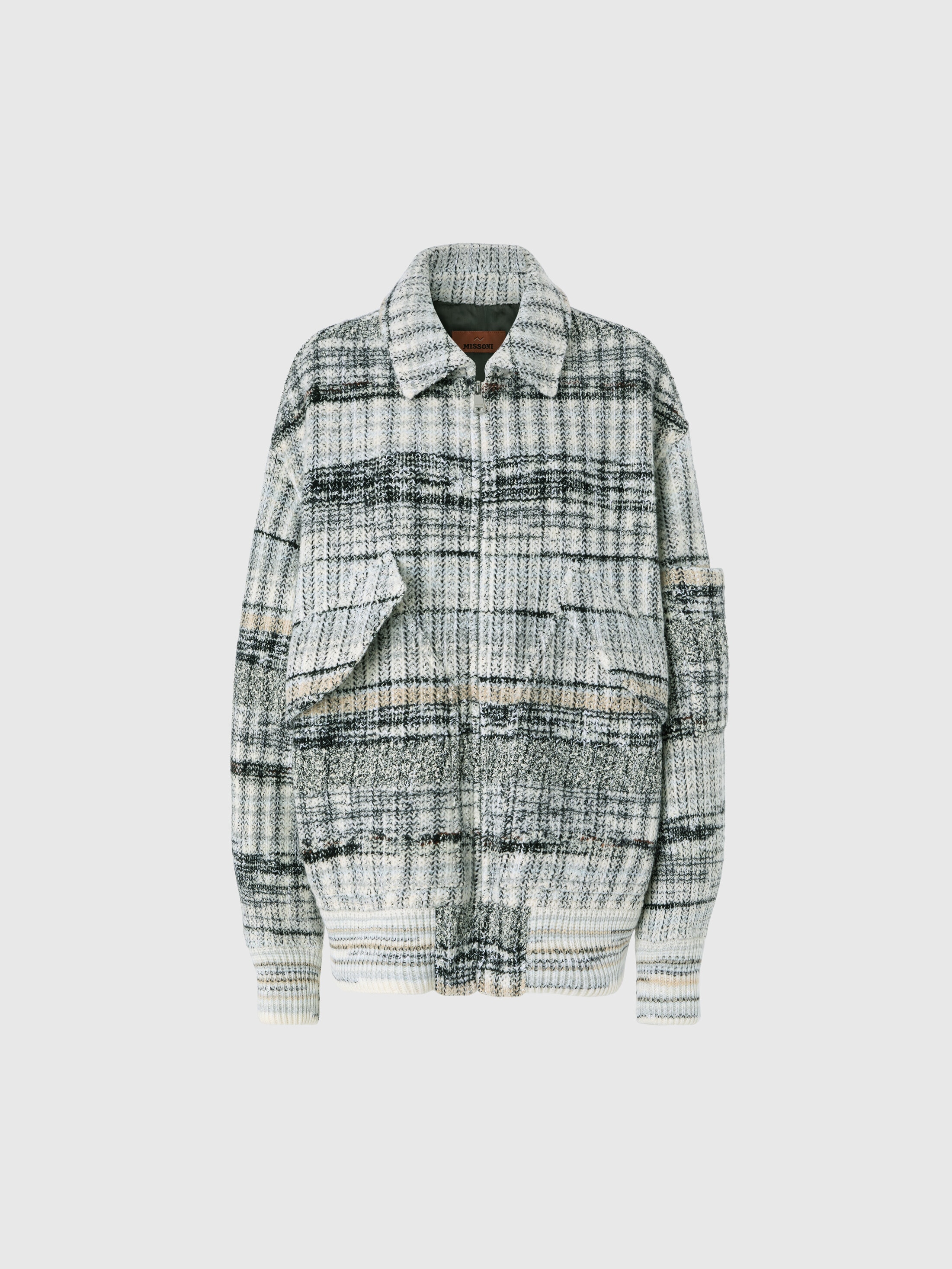 Oversized wool-blend check bomber Multicoloured | Missoni