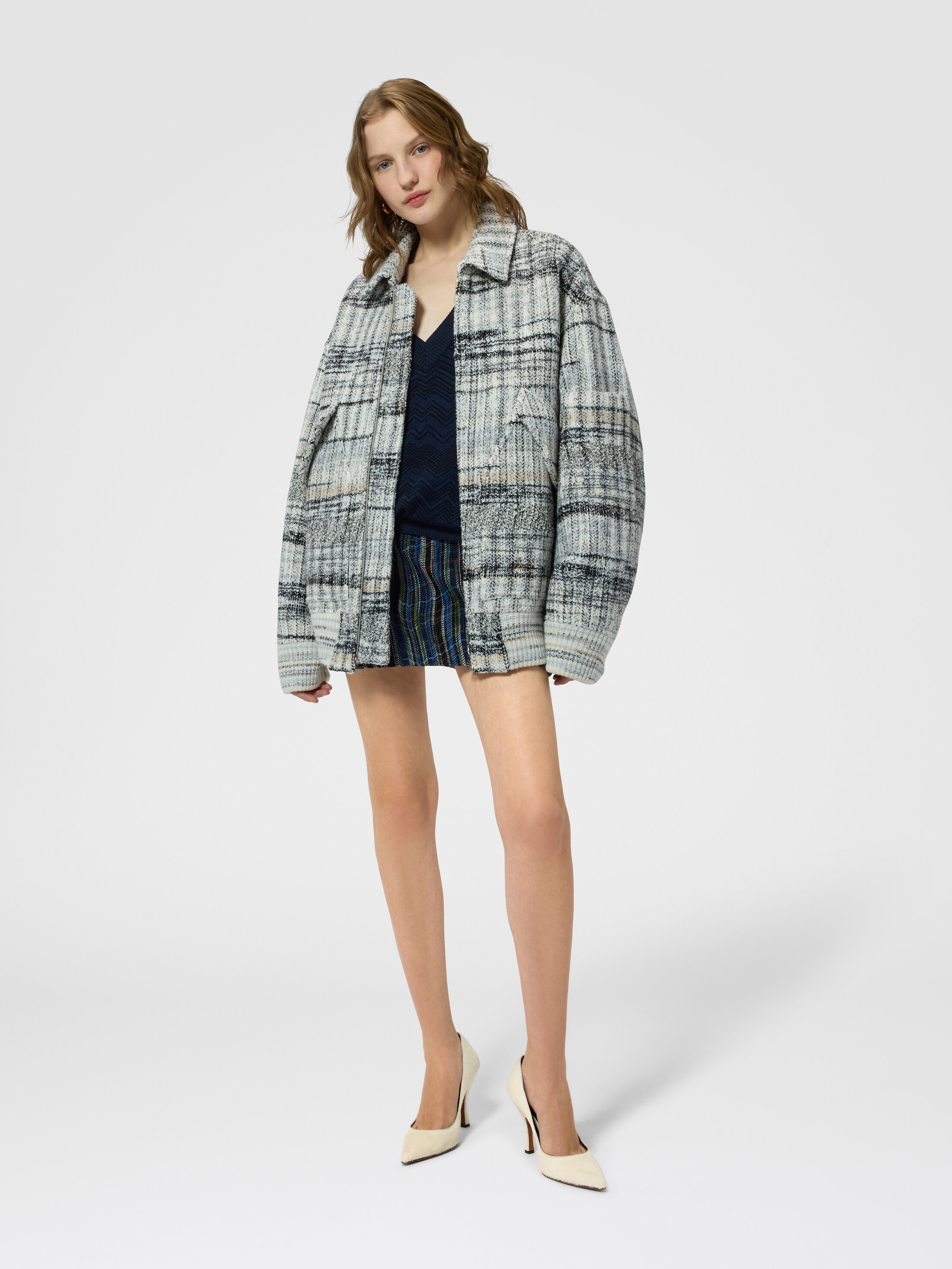 Oversized wool-blend check bomber Multicoloured | Missoni