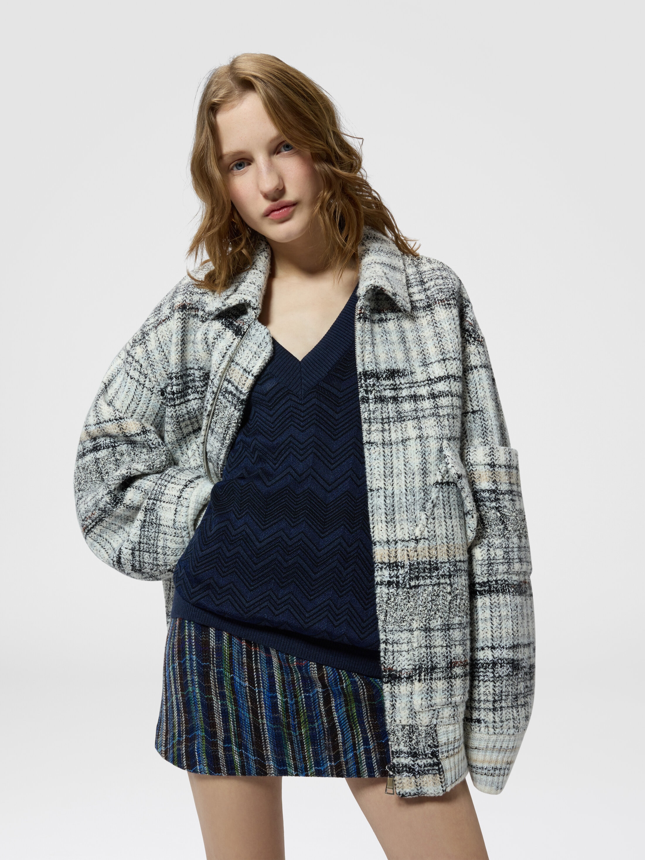 Oversized wool-blend check bomber Multicoloured | Missoni