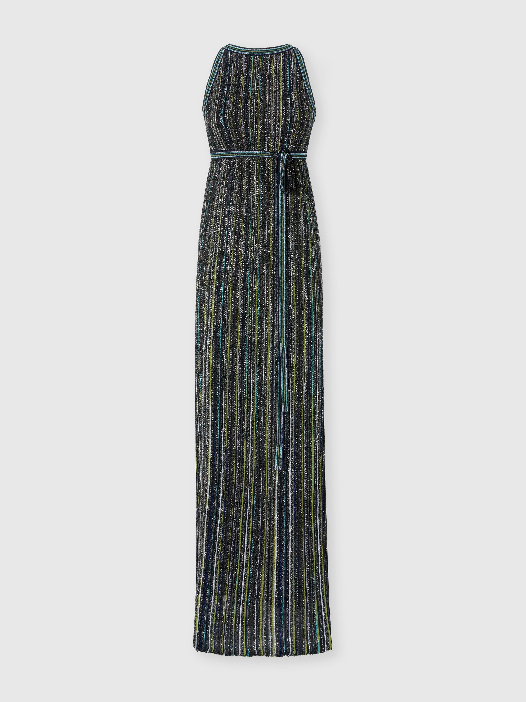Missoni Donna Verde - Abito Lungo In Maglia A Righe Con Paillettes, Taglia: 46