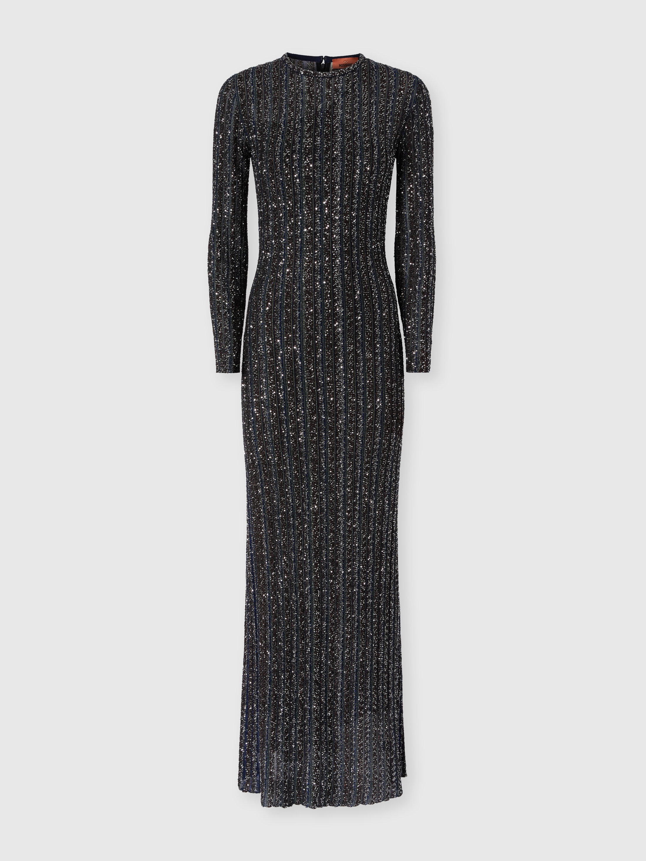 Missoni Donna Multicolore - Abito Lungo Girocollo In Maglia A Righe Con Paillettes, Taglia: 46