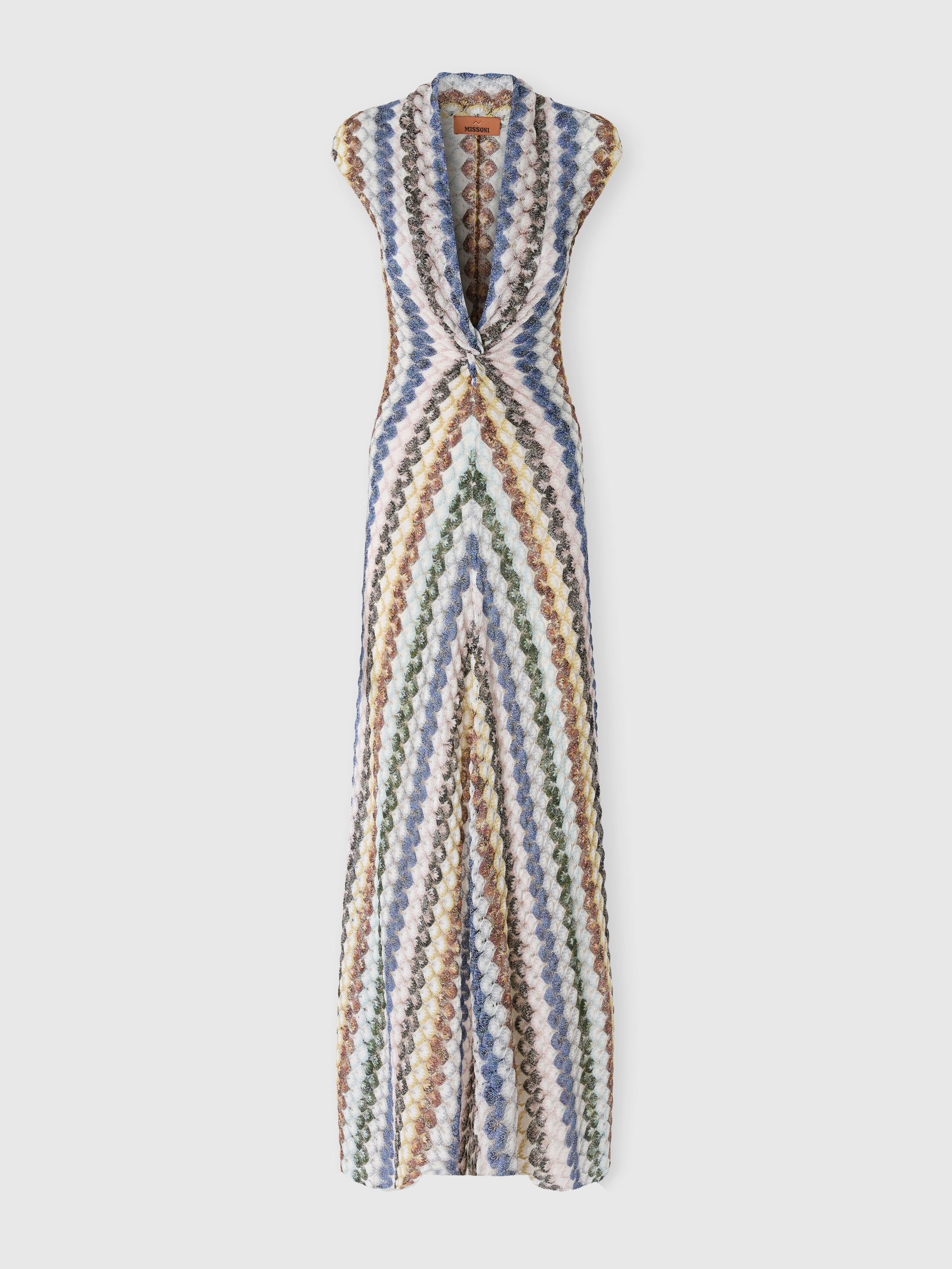 Missoni Donna Multicolore - Abito Lungo Motivo Pizzo Con Nodo, Taglia: 46