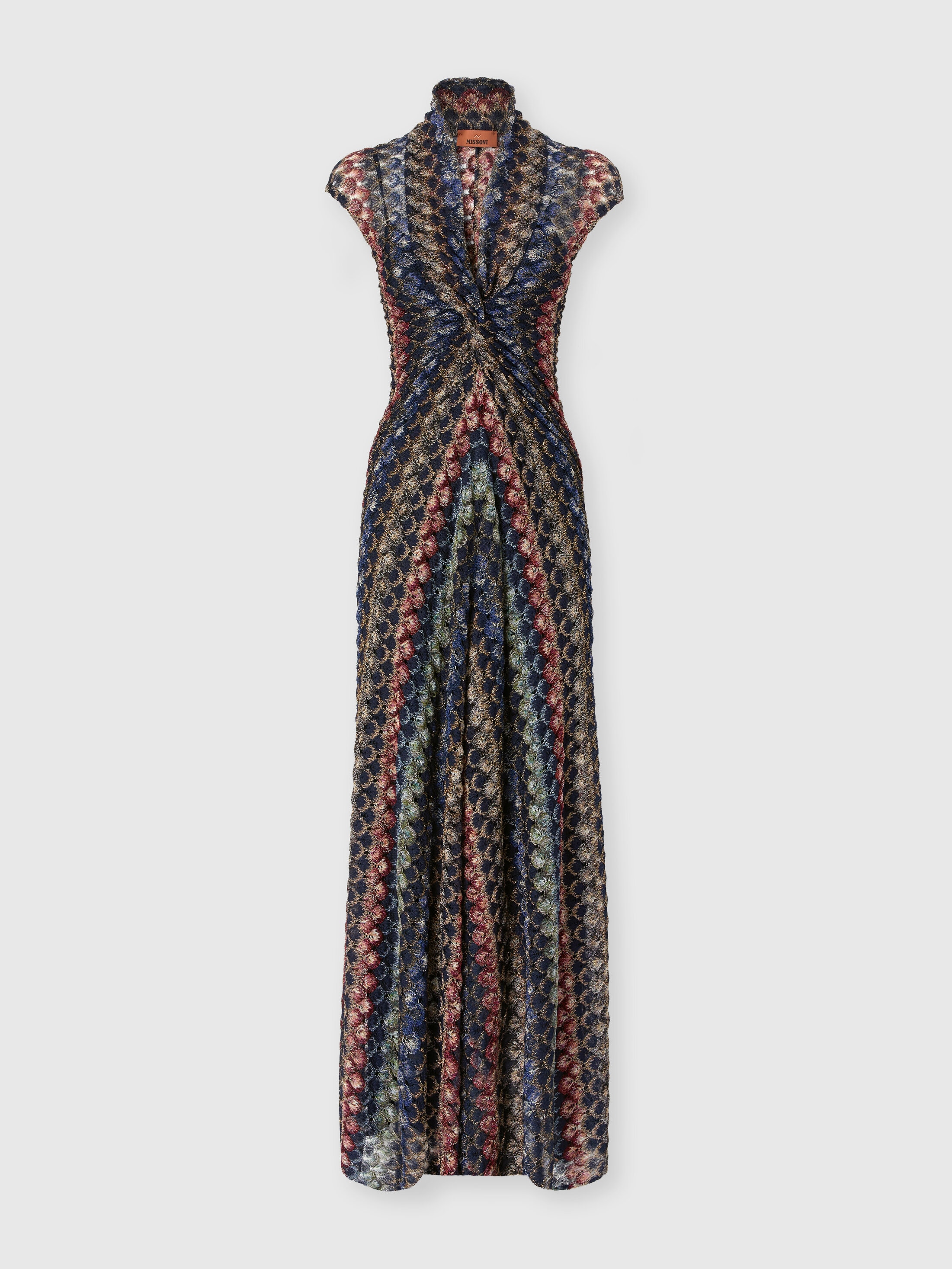 Missoni Donna Multicolore - Abito Lungo Motivo Pizzo Con Nodo, Taglia: 42