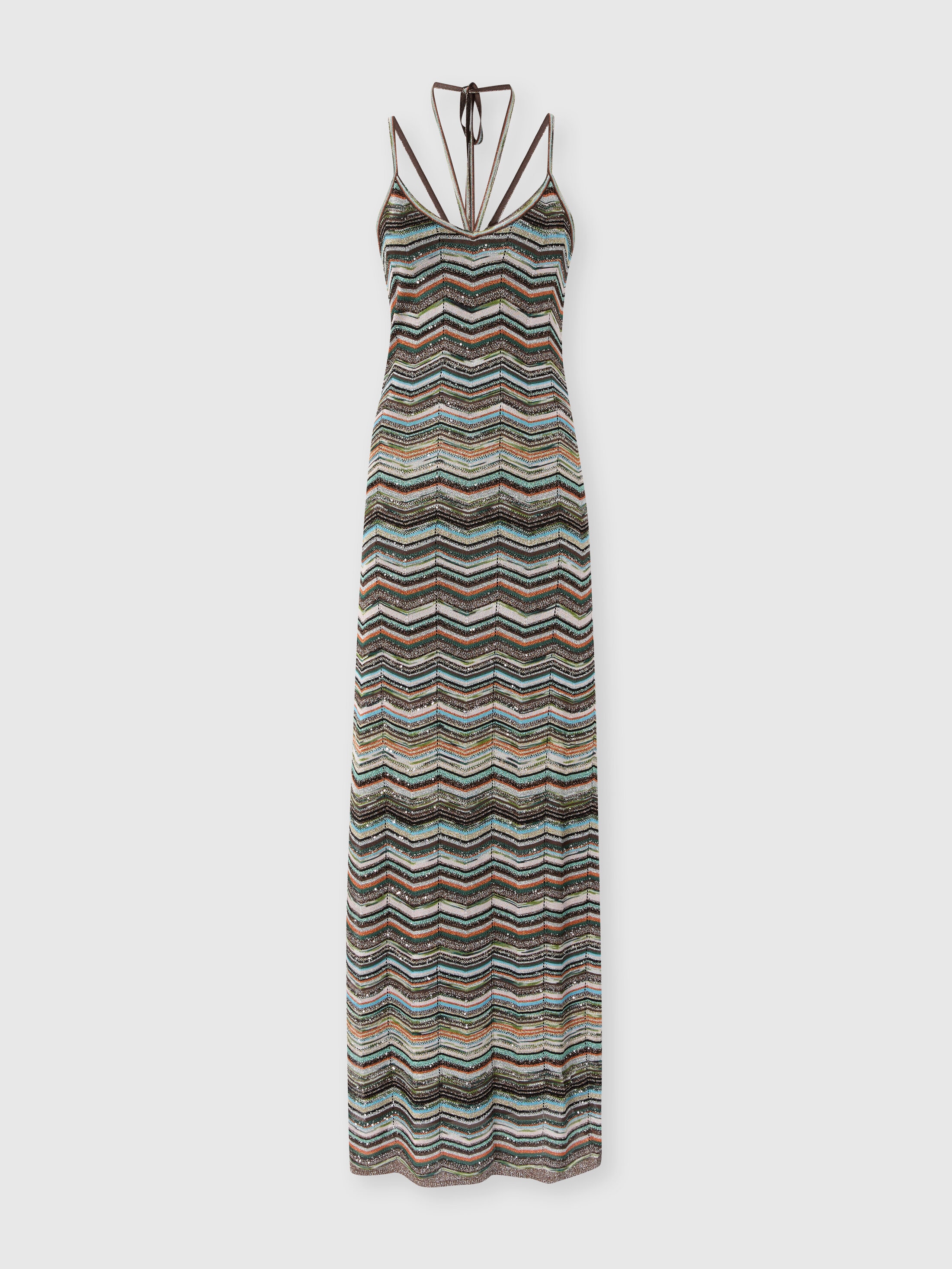 Missoni Donna Multicolore - Abito Lungo In Maglia Chevron Con Spalline Intrecciate, Taglia: 44