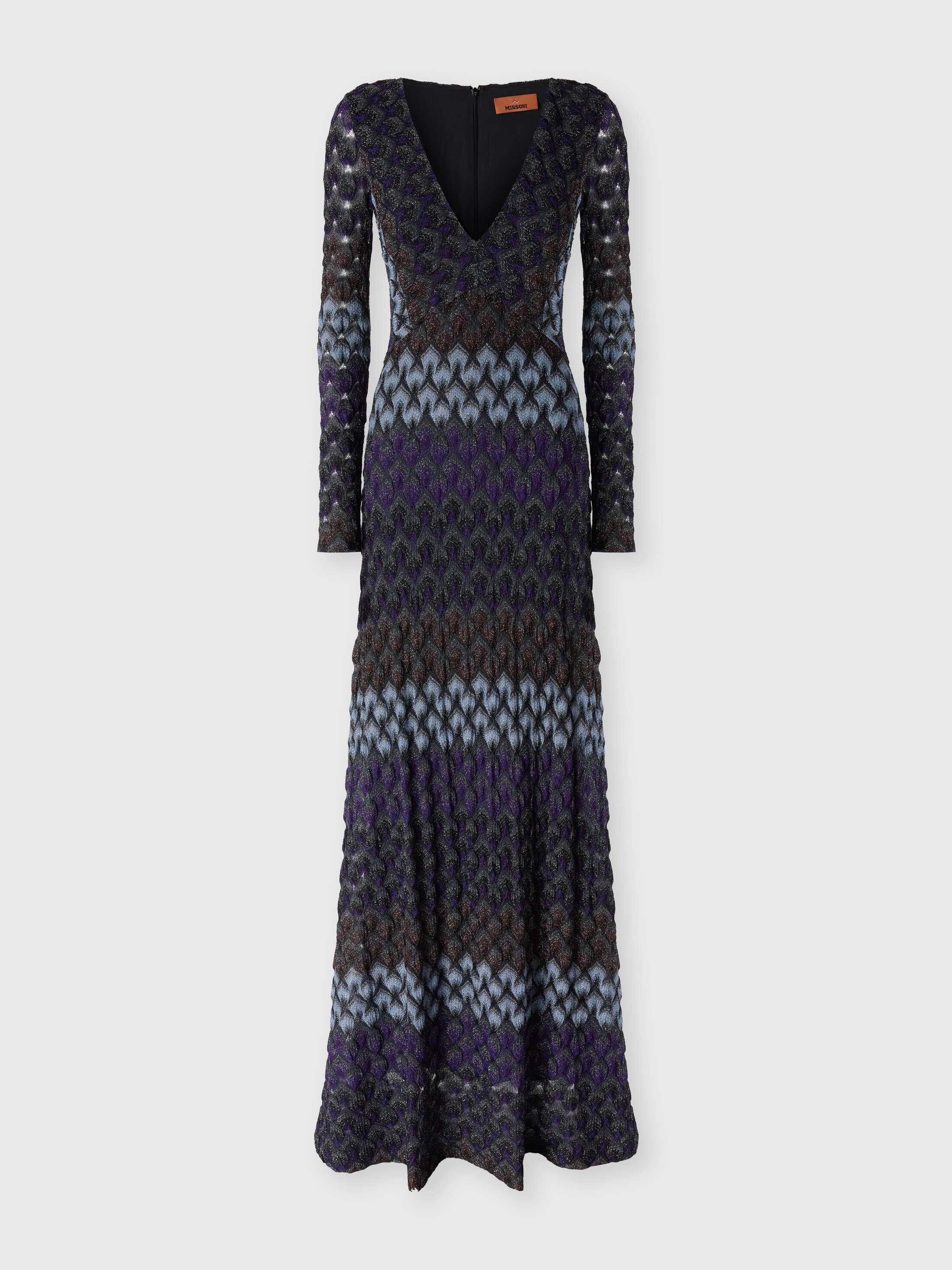 Missoni Donna Multicolore - Abito Lungo In Viscosa Lamé Con Scollatura A V, Taglia: 40