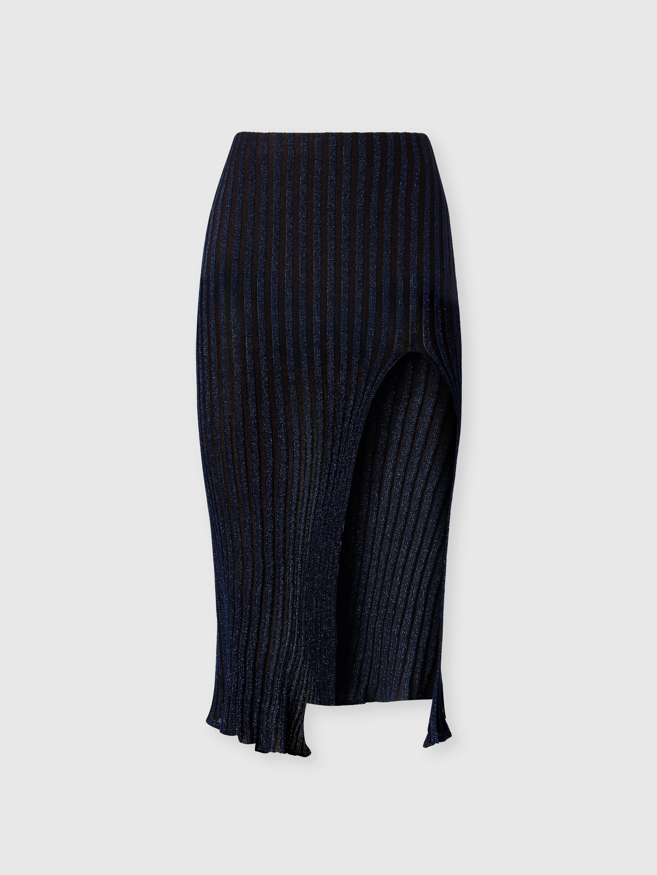 Missoni - Jupe midi ctele en viscose lam avec fente Femme Bleu Marine Taille 38 690 €