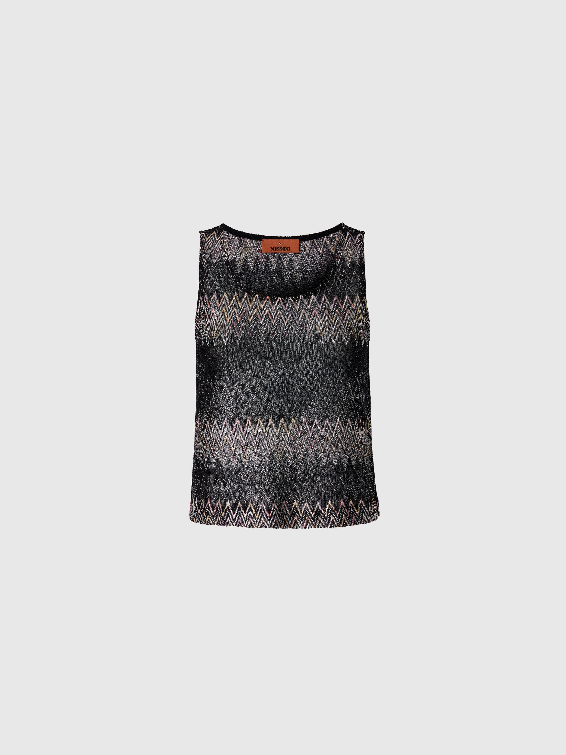 Missoni - Top sans manches en viscose lam chevron Femme Noir Taille 44 450 €