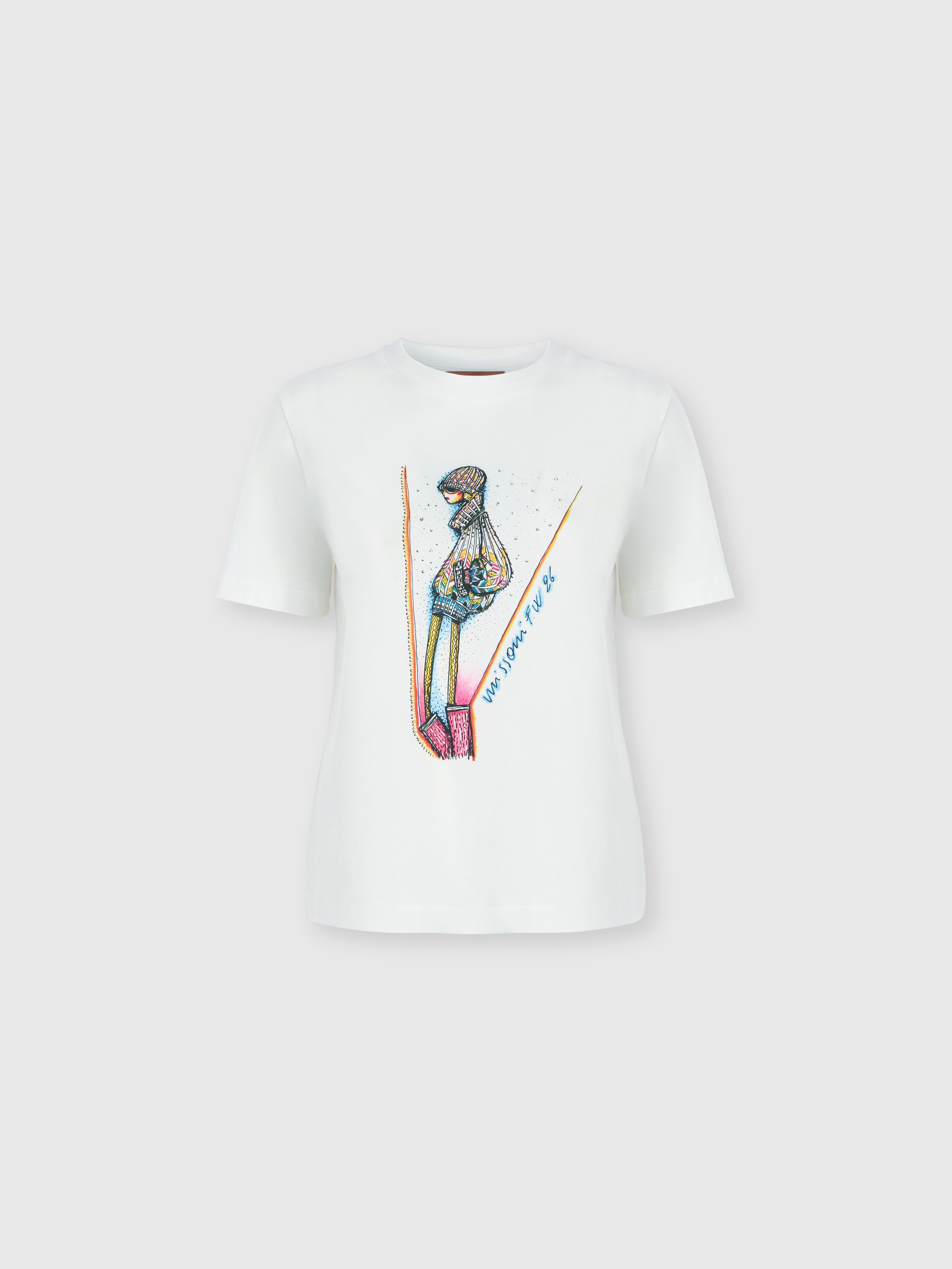Missoni - T-shirt col rond en jersey de coton imprim Femme Blanc Taille M 250 €