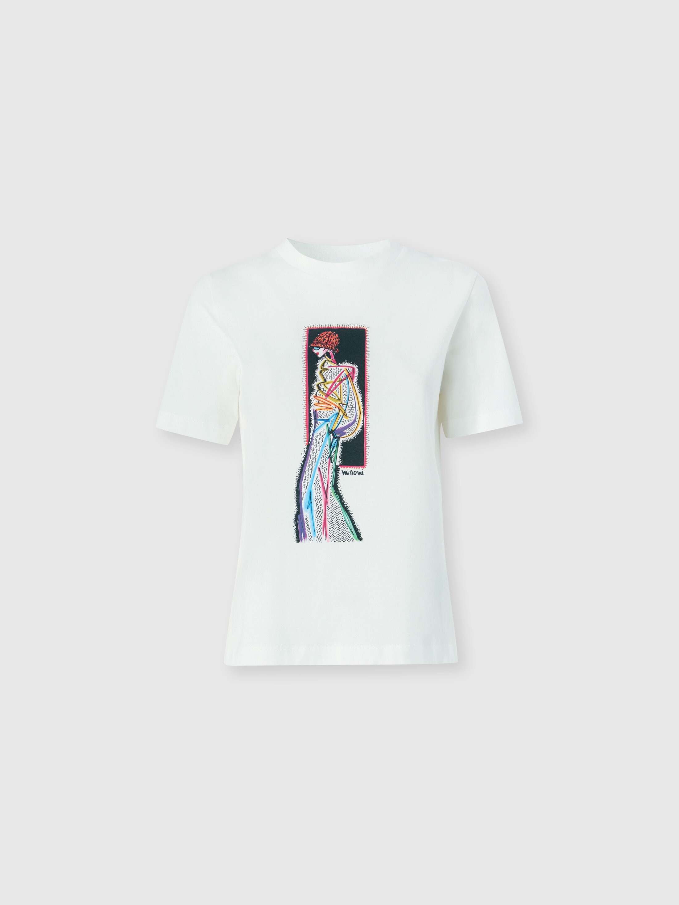 Missoni - T-shirt col rond en jersey de coton imprim Femme Blanc Taille S 250 €