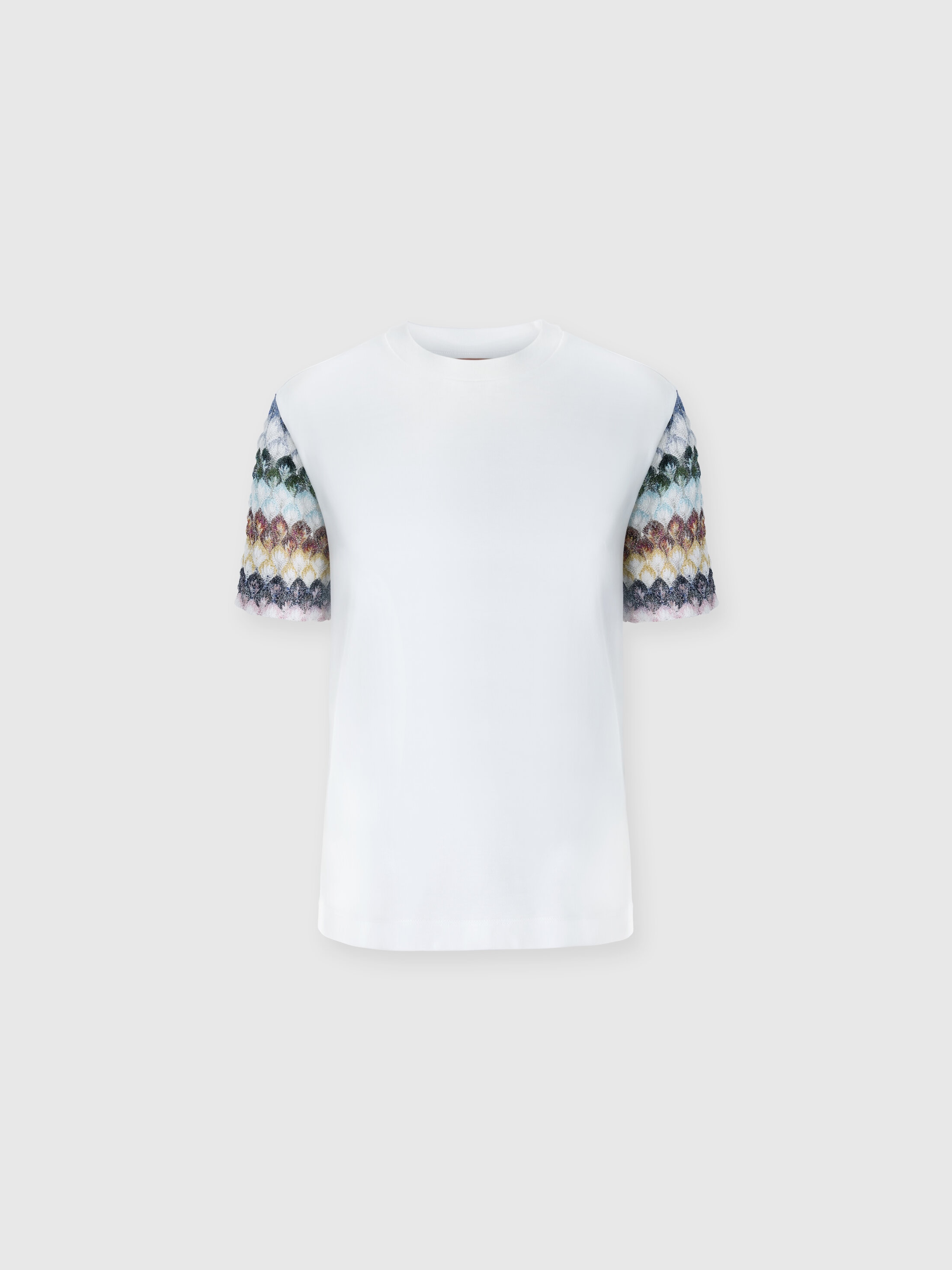 Missoni - T-shirt col rond en coton avec dtails chevron Femme Multicolore Taille M 290 €