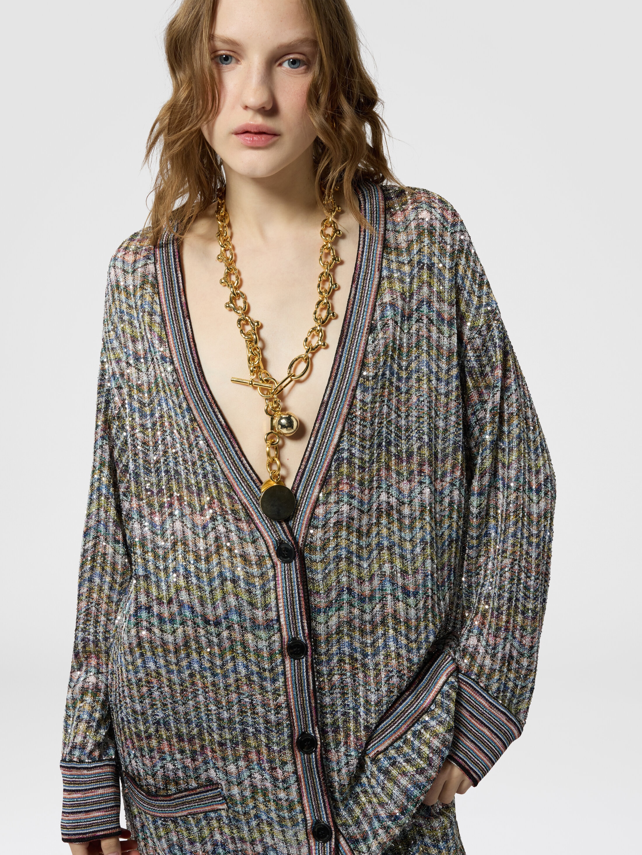 Oversized viscose-blend cardigan with sequins Multicoloured | Missoni
