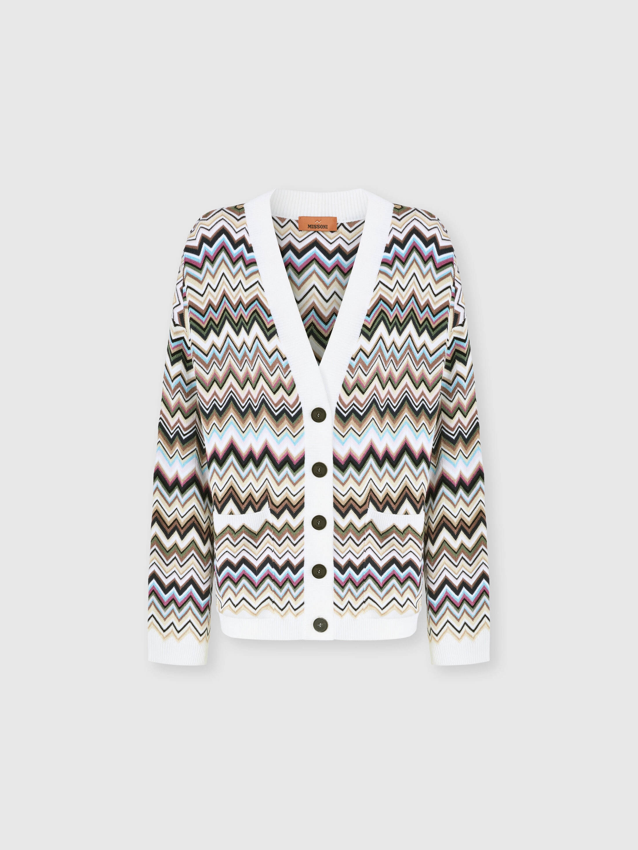 Missoni - Cardigan oversize en laine et viscose zig zag, Femme, Multicolore, Taille: XS