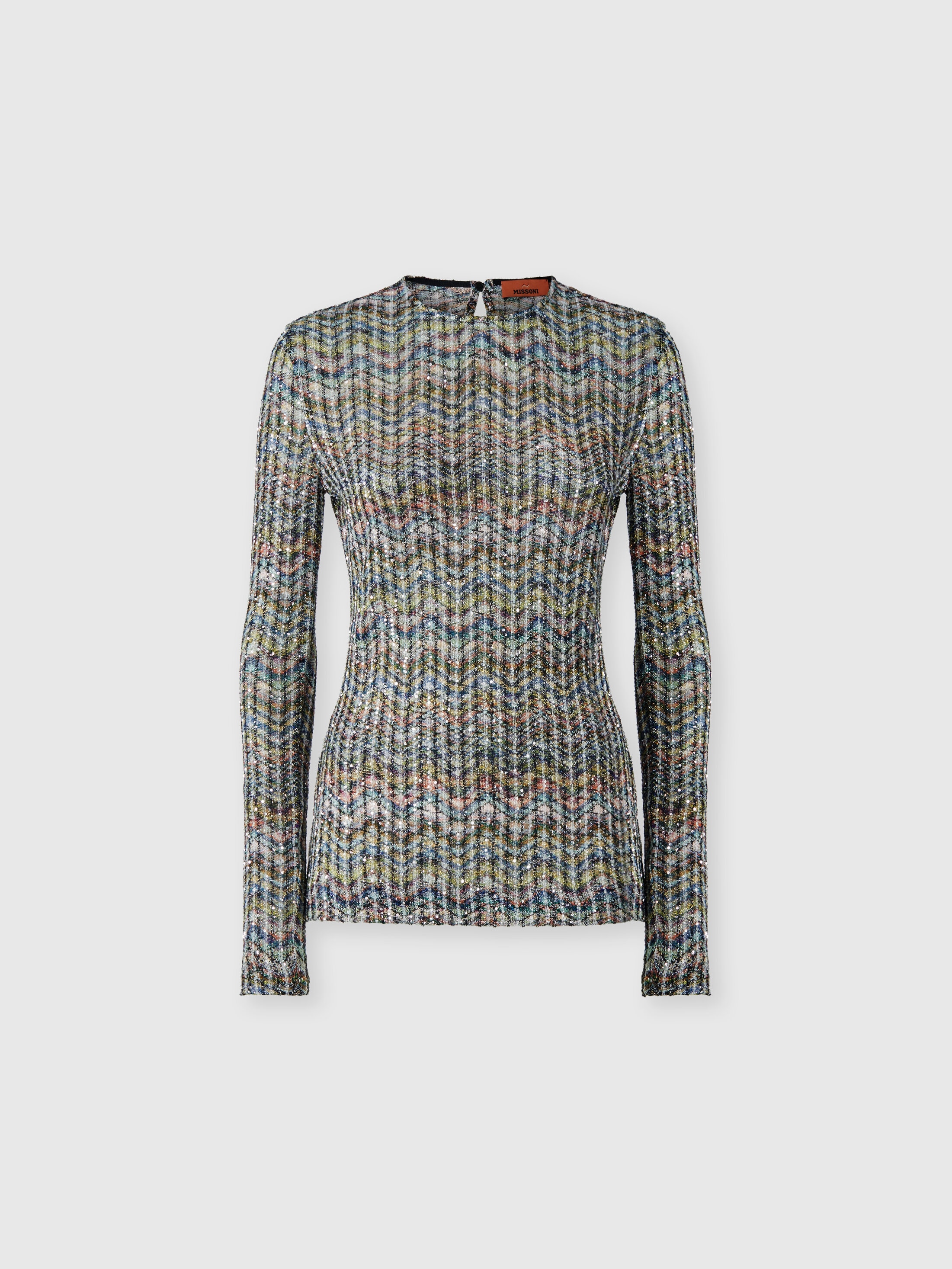Missoni Donna Multicolore - Maglia Girocollo A Maniche Lunghe In Misto Viscosa Con Paillettes, Taglia: 42