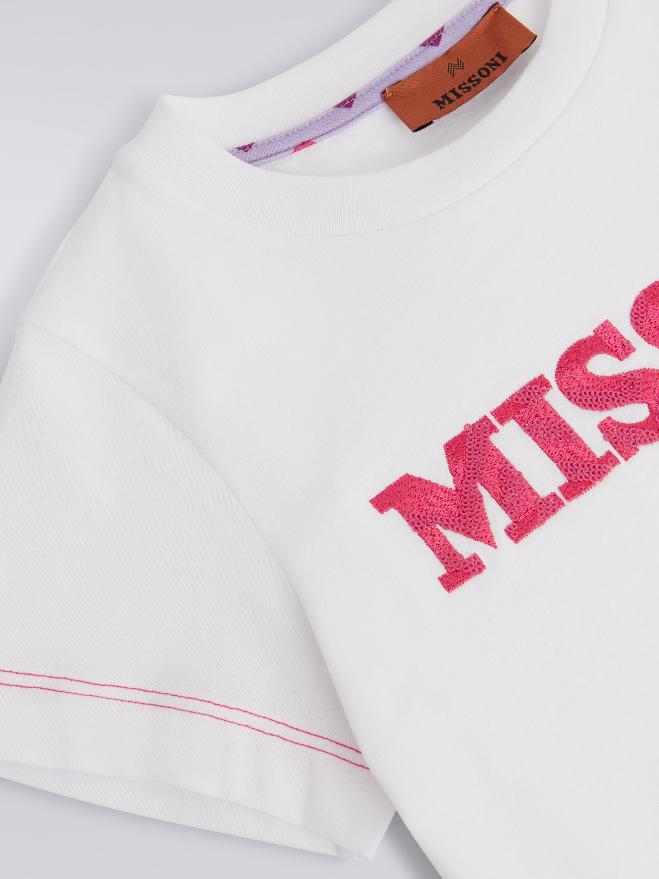 Tシャツ コットン スパンコールのロゴ付き ピンク | Missoni