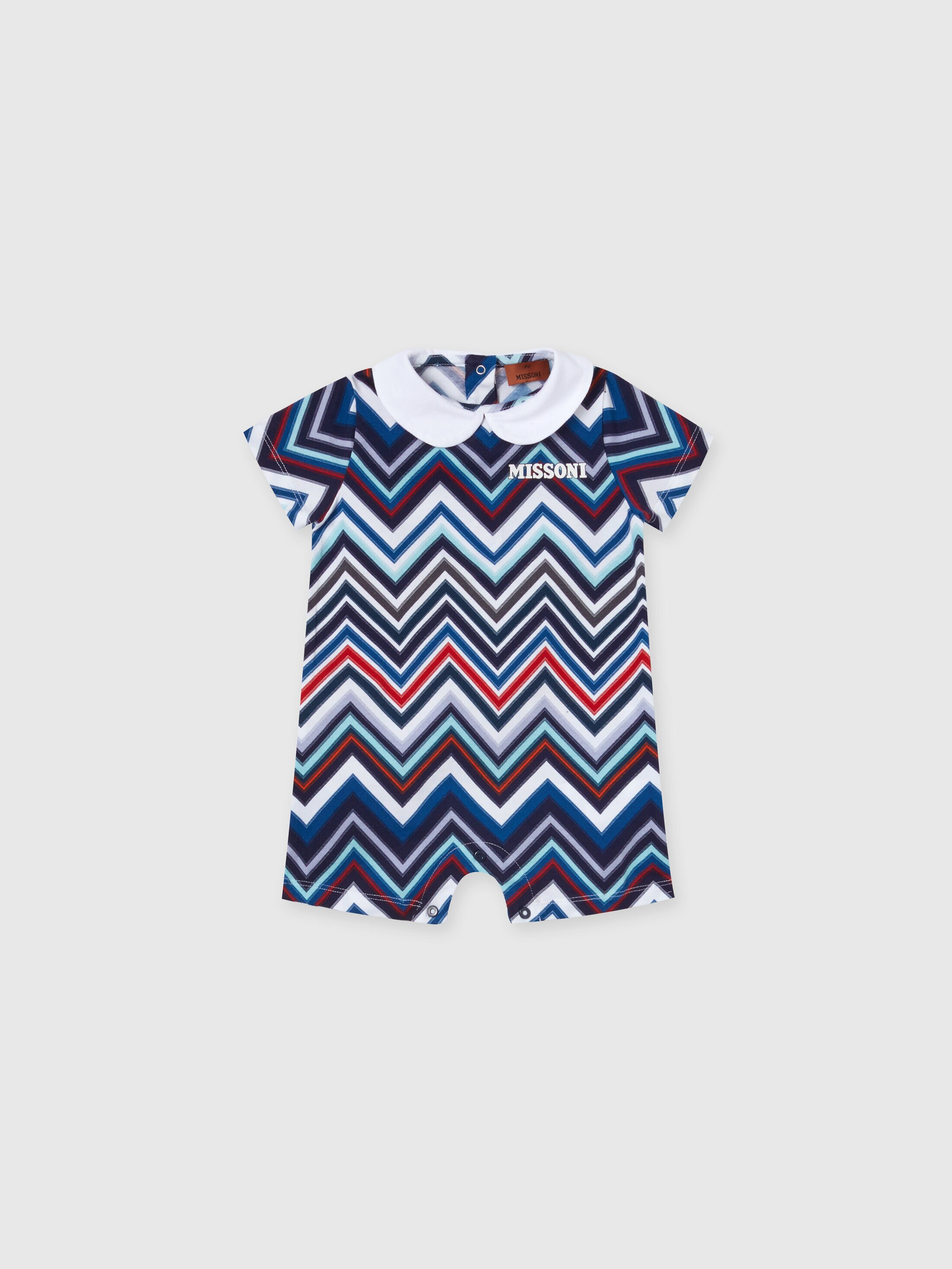 Two-piece set with cotton chevron jumpsuit and docker hat