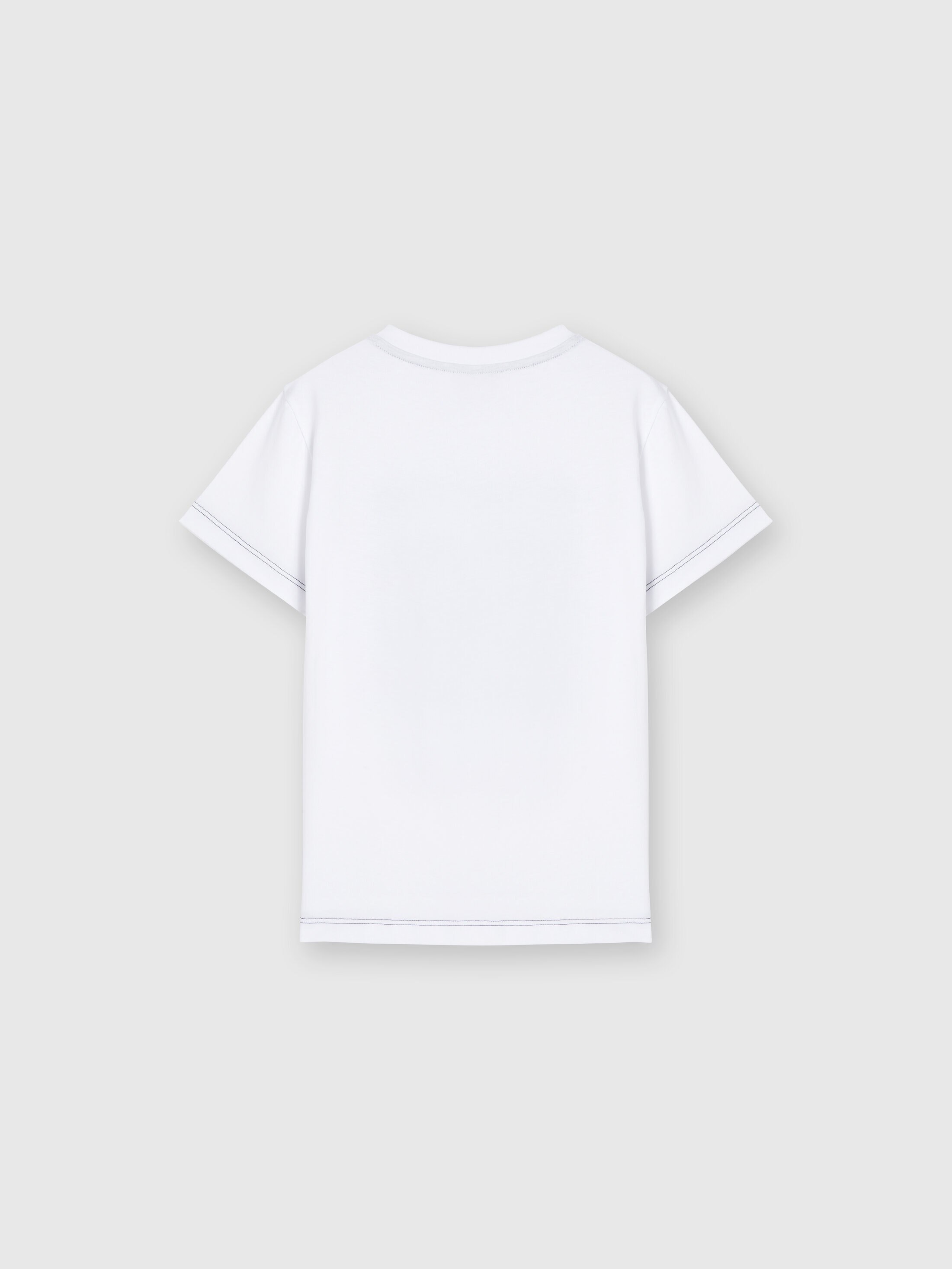 Cotton crewneck T-shirt with zigzag print and contrasting
