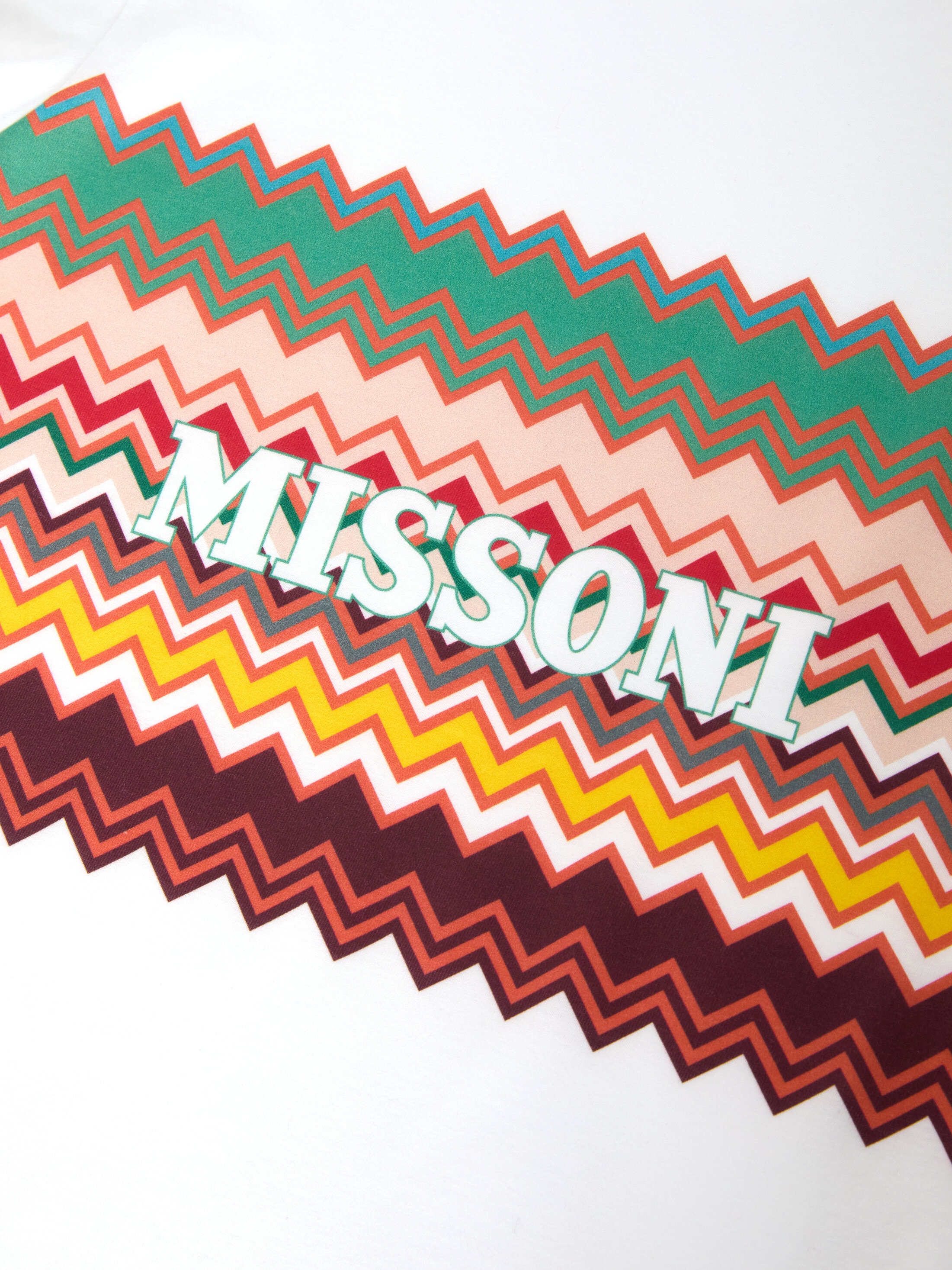 【関税込み】Missoni ホワイト ジグザグ 刺繍 Tシャツ Missoni | Zigzag Print Cotton T-Shirt | Regular Fit T-Shirts