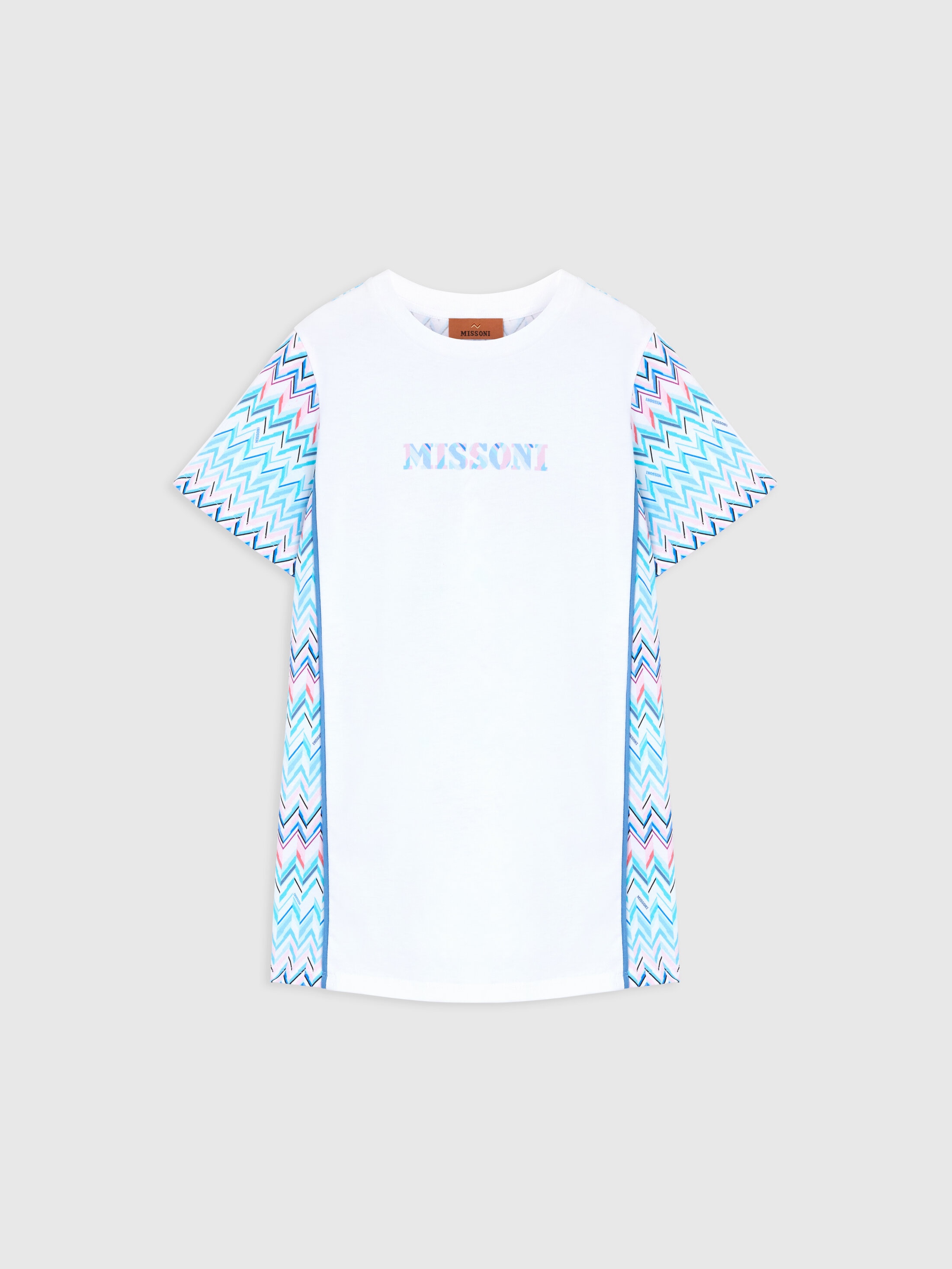 Missoni - Robe courte manches courtes avec logo imprim et dtails zig zag Fille Blanc Multicolore Taille 4 109 €