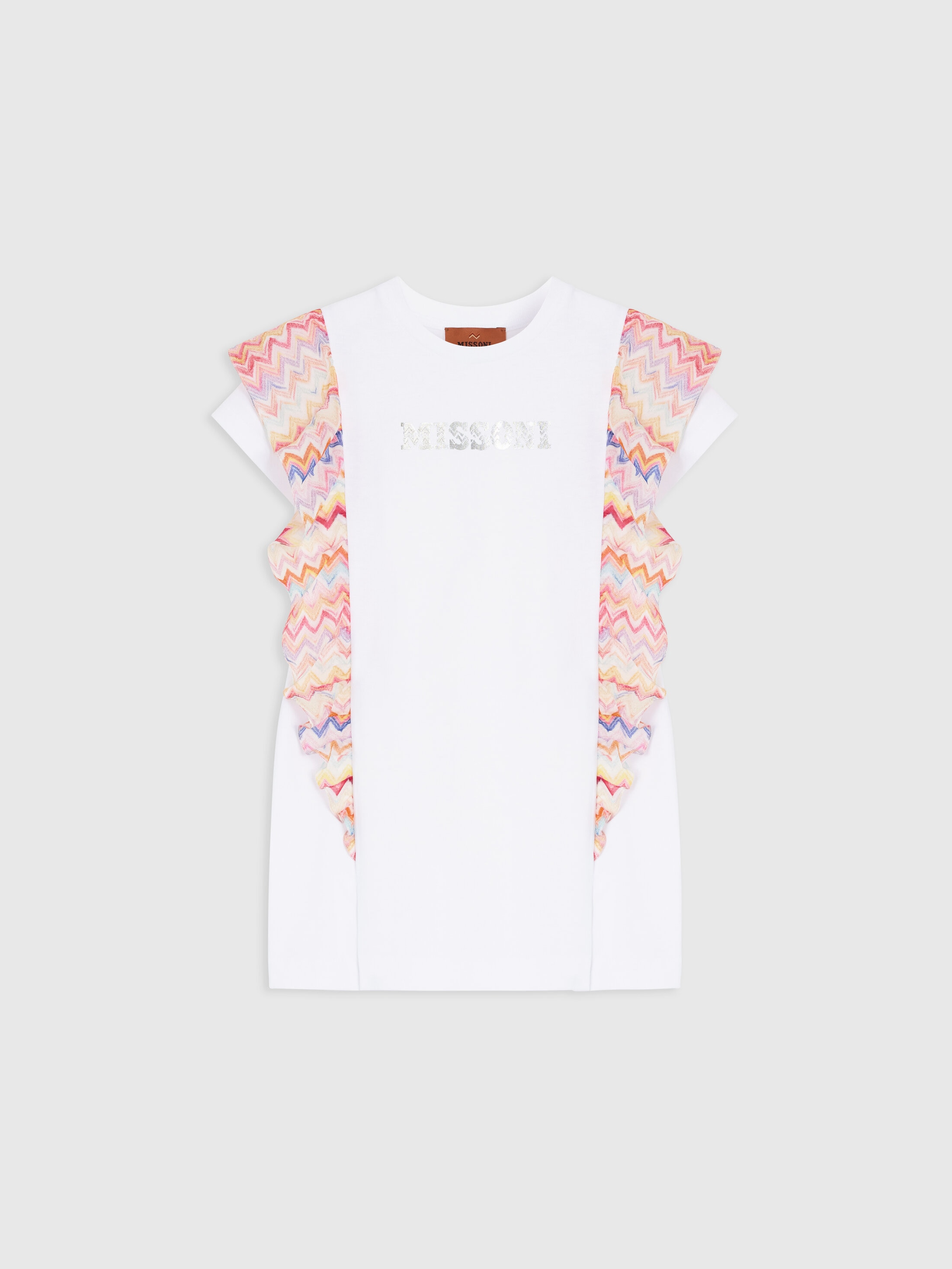 Missoni - Robe courte manches courtes avec logo imprim et dtails zig zag Fille Blanc Taille 8 119 €