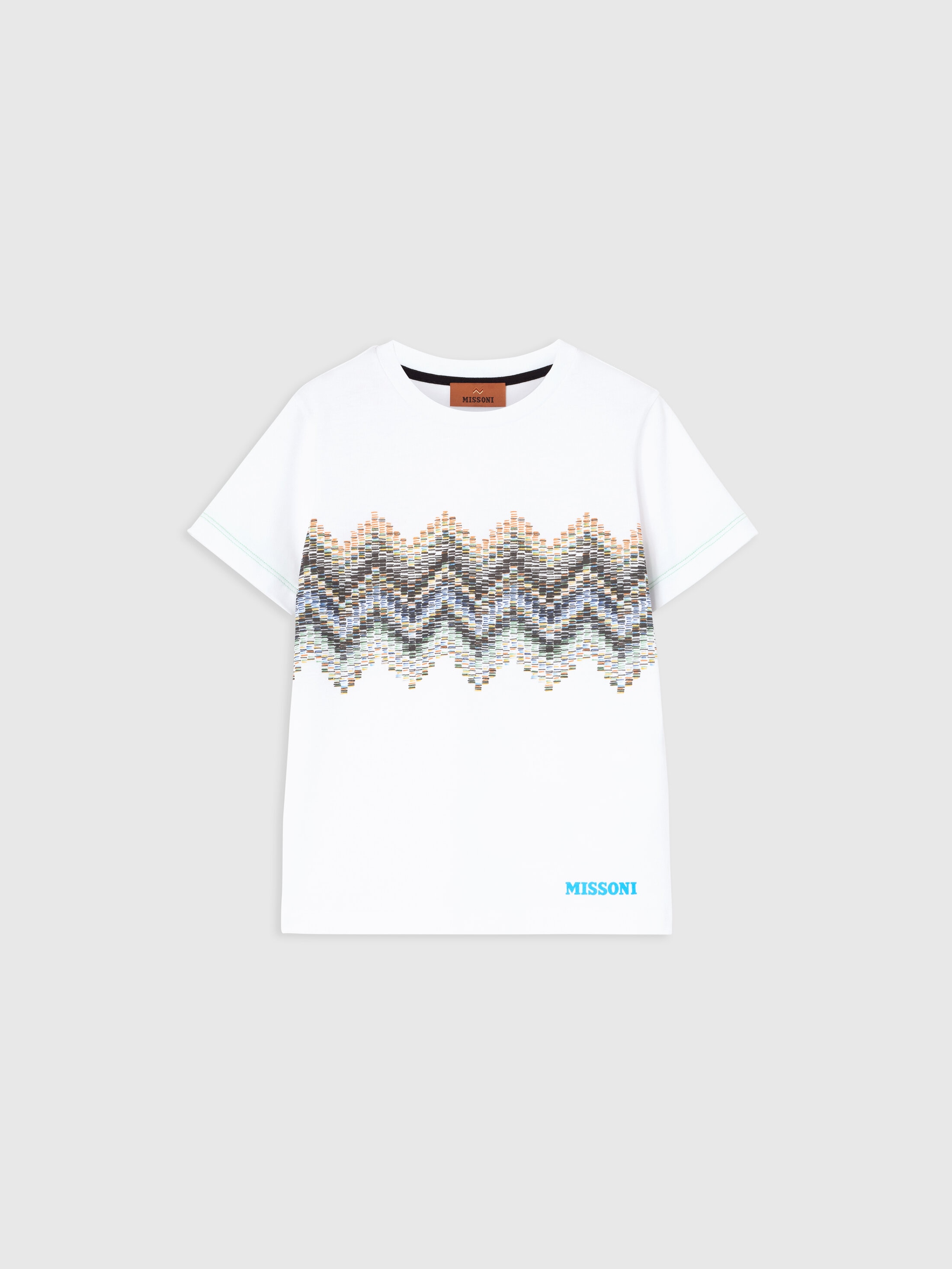 Missoni - T-shirt en pur coton avec imprim zig zag Garon Blanc Multicolore Taille 12 84 €