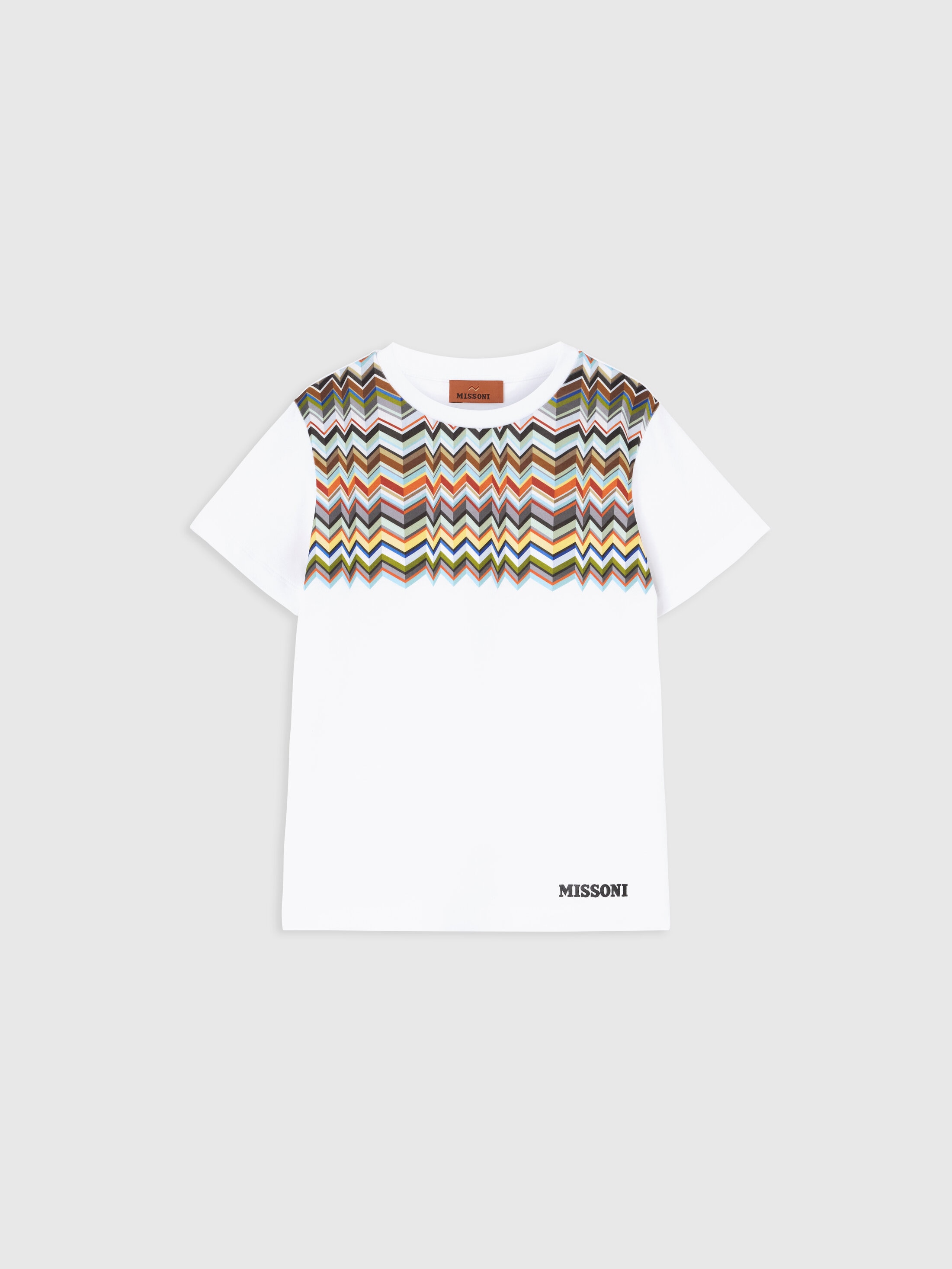 Missoni - T-shirt en pur coton avec empicement zig zag Garon Blanc Multicolore Taille 12 91 €