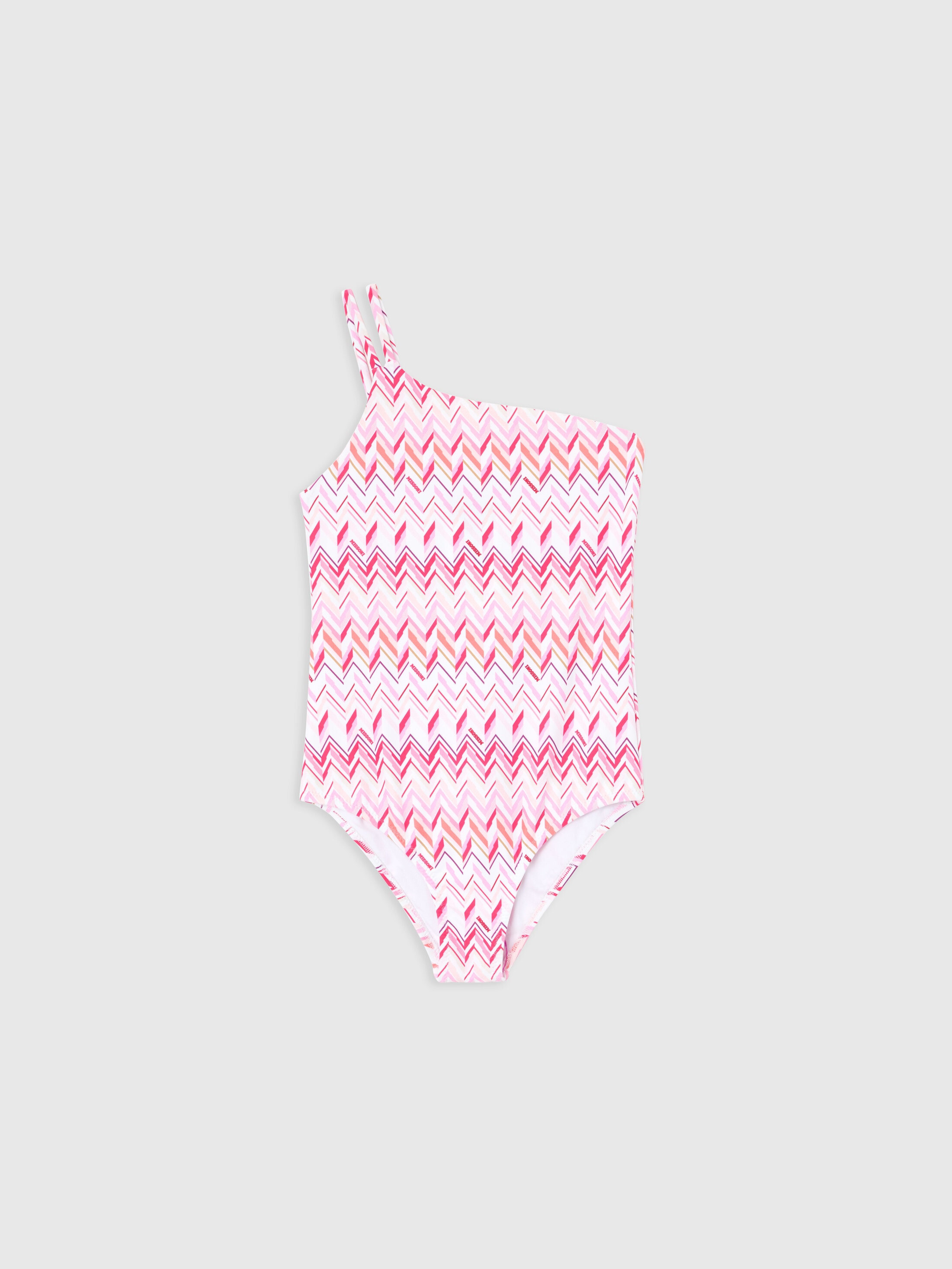 Missoni - Maillot de bain une pice asymtrique avec imprim zig zag Fille Blanc Fuchsia Taille 10 112 €