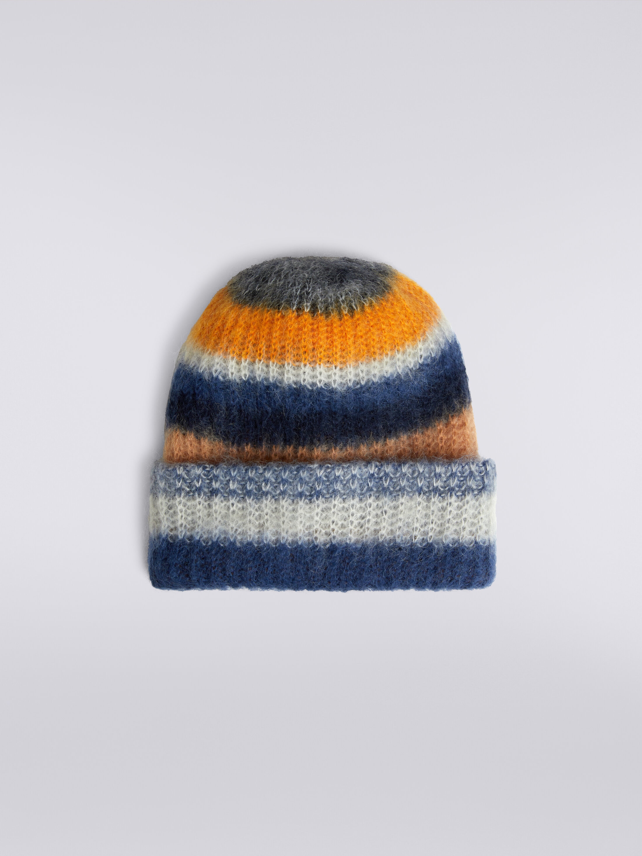 Striped brushed jacquard-knit mohair-blend beanie