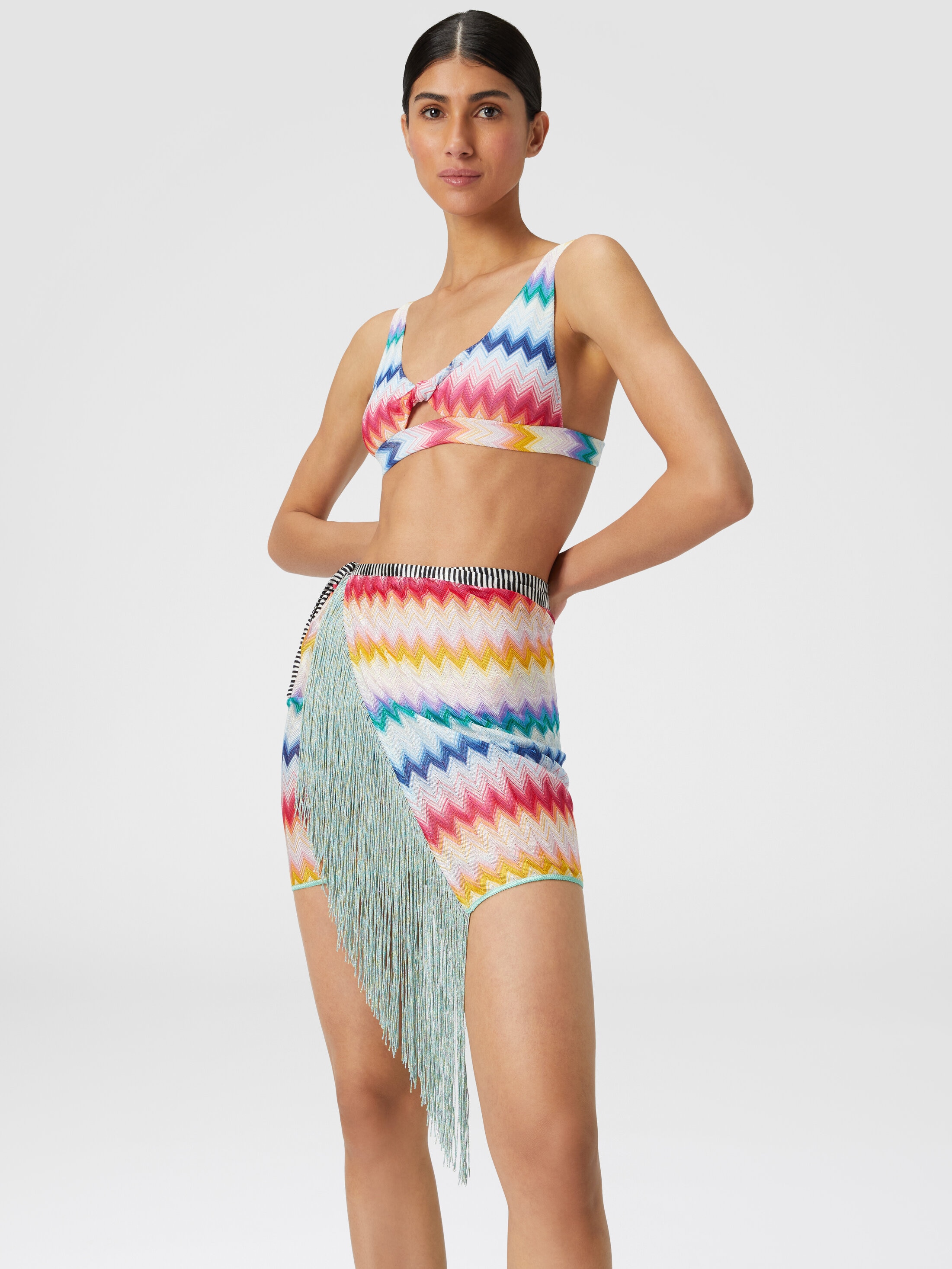 オールインワン・サロペット Missoni Multicolored Chevron Viscose One-Shoulder Short Short chevron viscose blend cover up