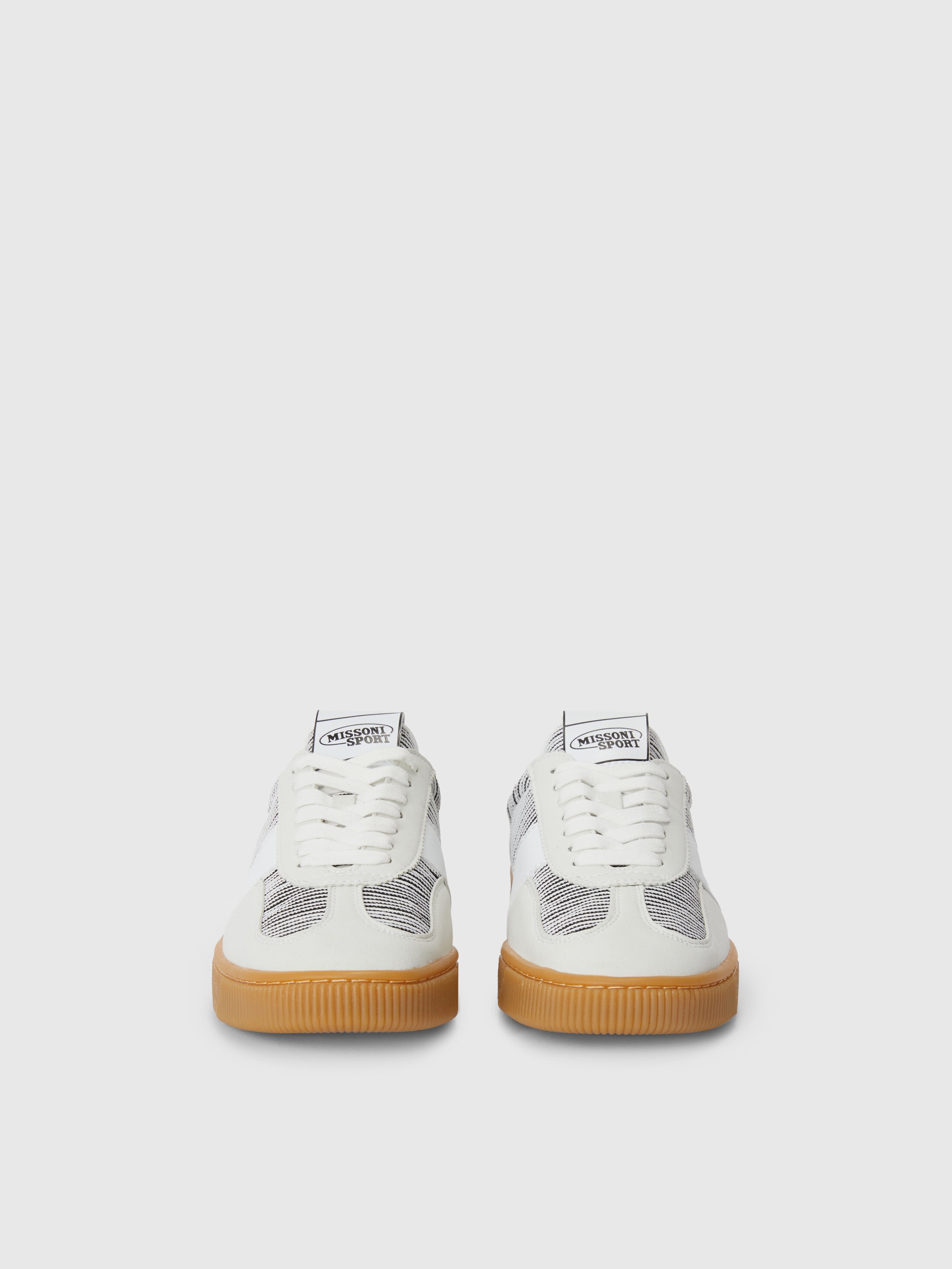 Sneakers with rubber sole and fabric upper with contrasting inserts