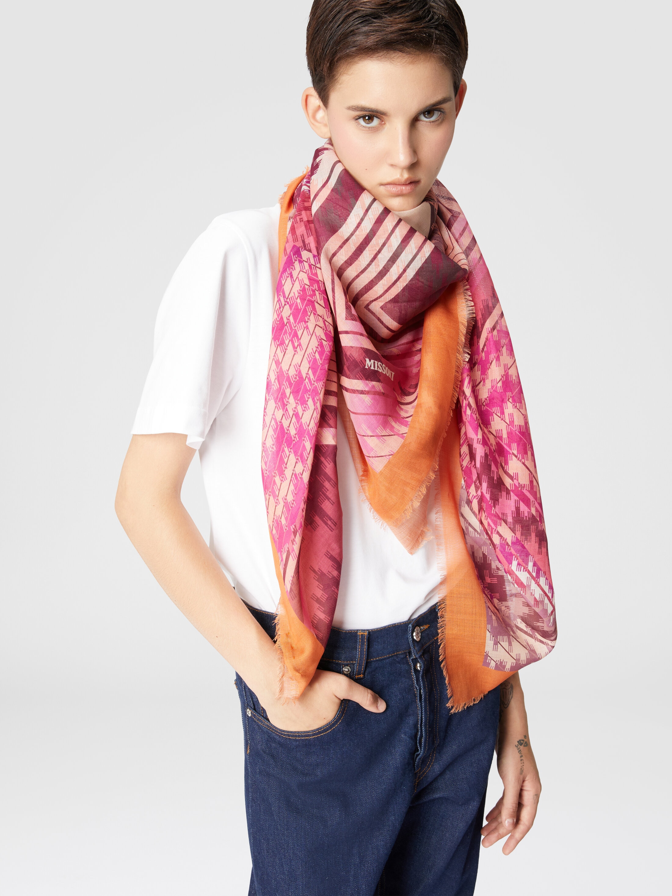 シルクとコットンのショール マルチカラー | Missoni