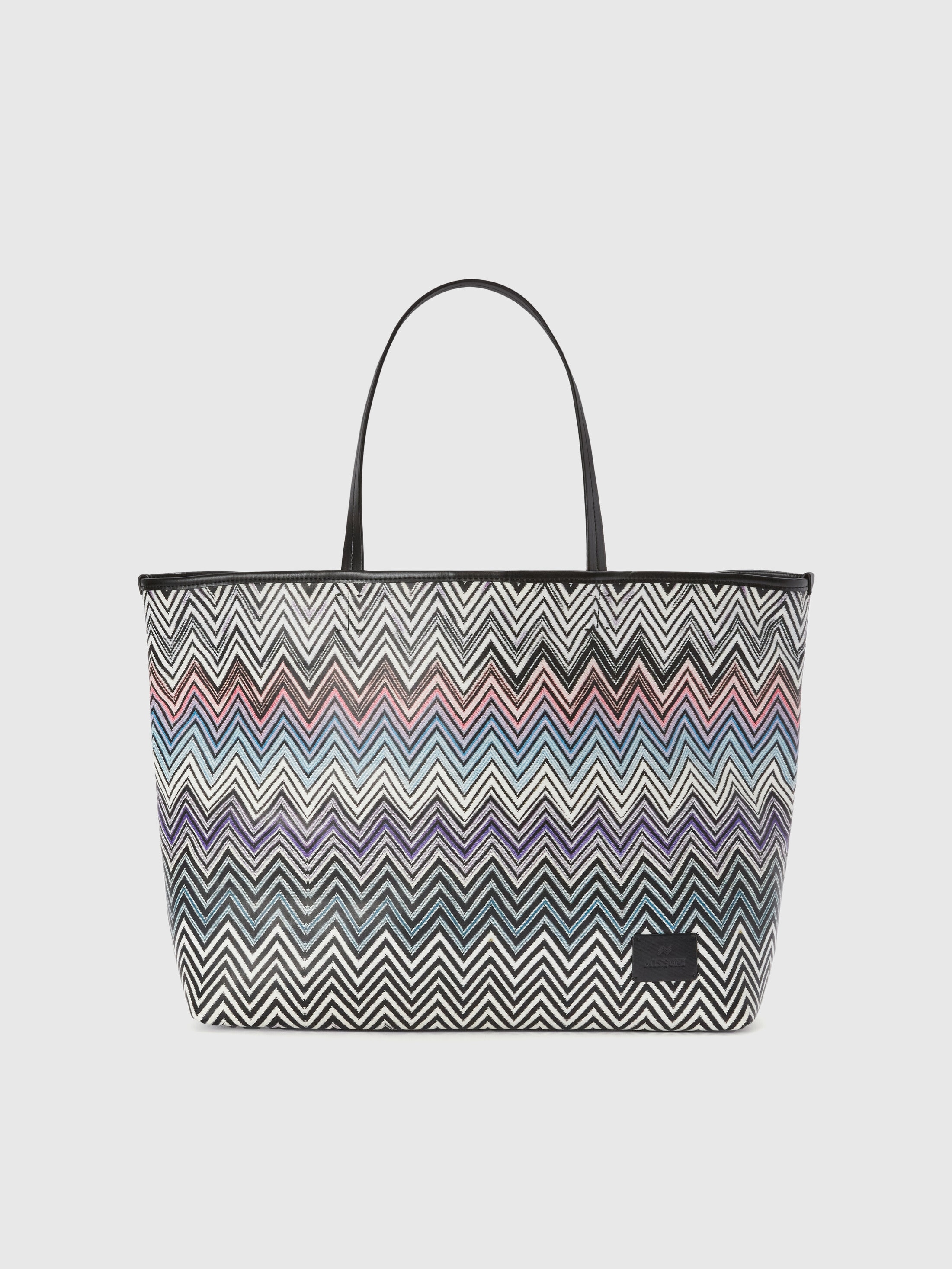 Missoni Zig Zag Cotton Shopper With Double Handles In Black