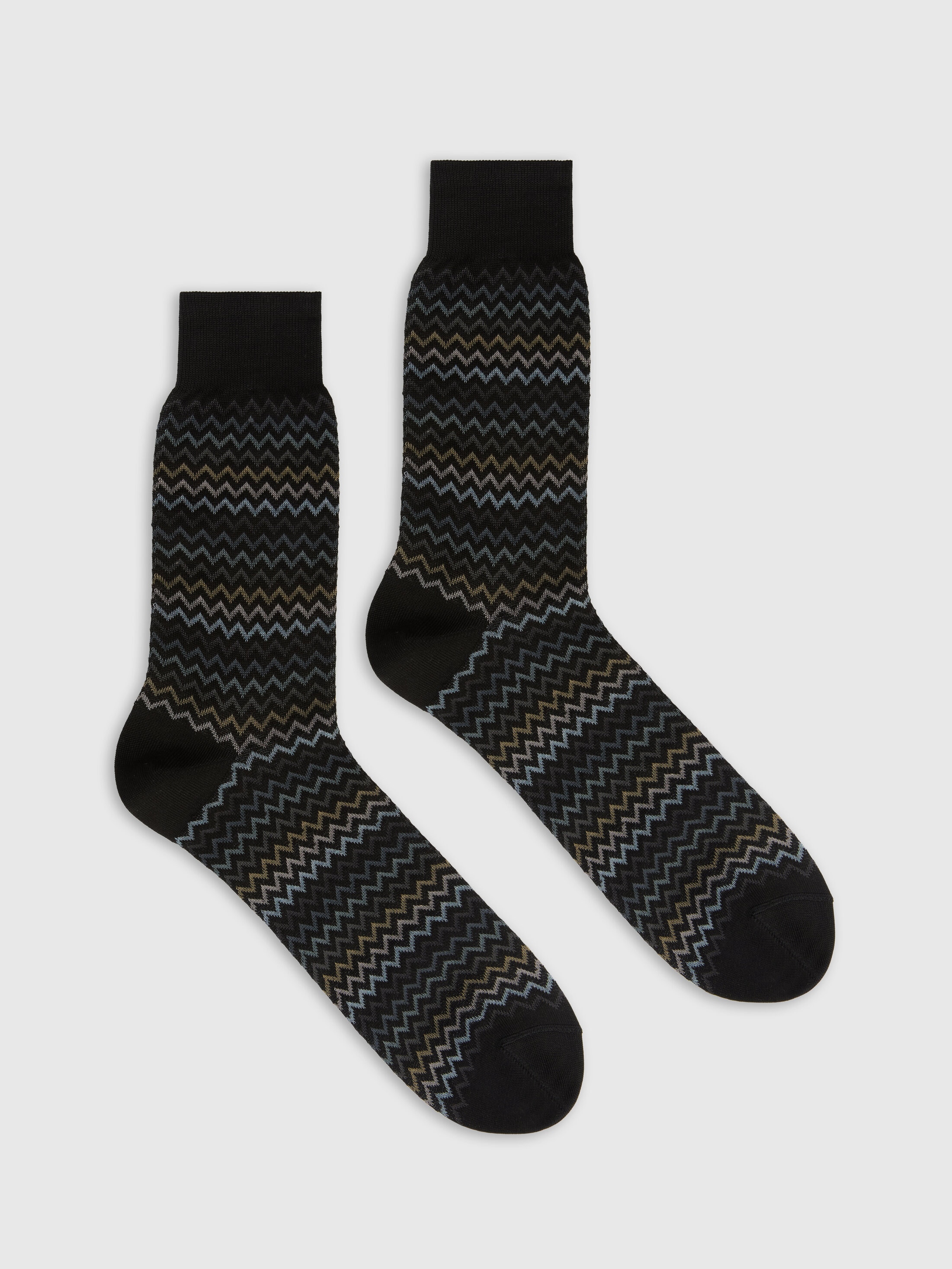 Missoni Short Socks In Pure Cotton With Zig-zag Pattern.
