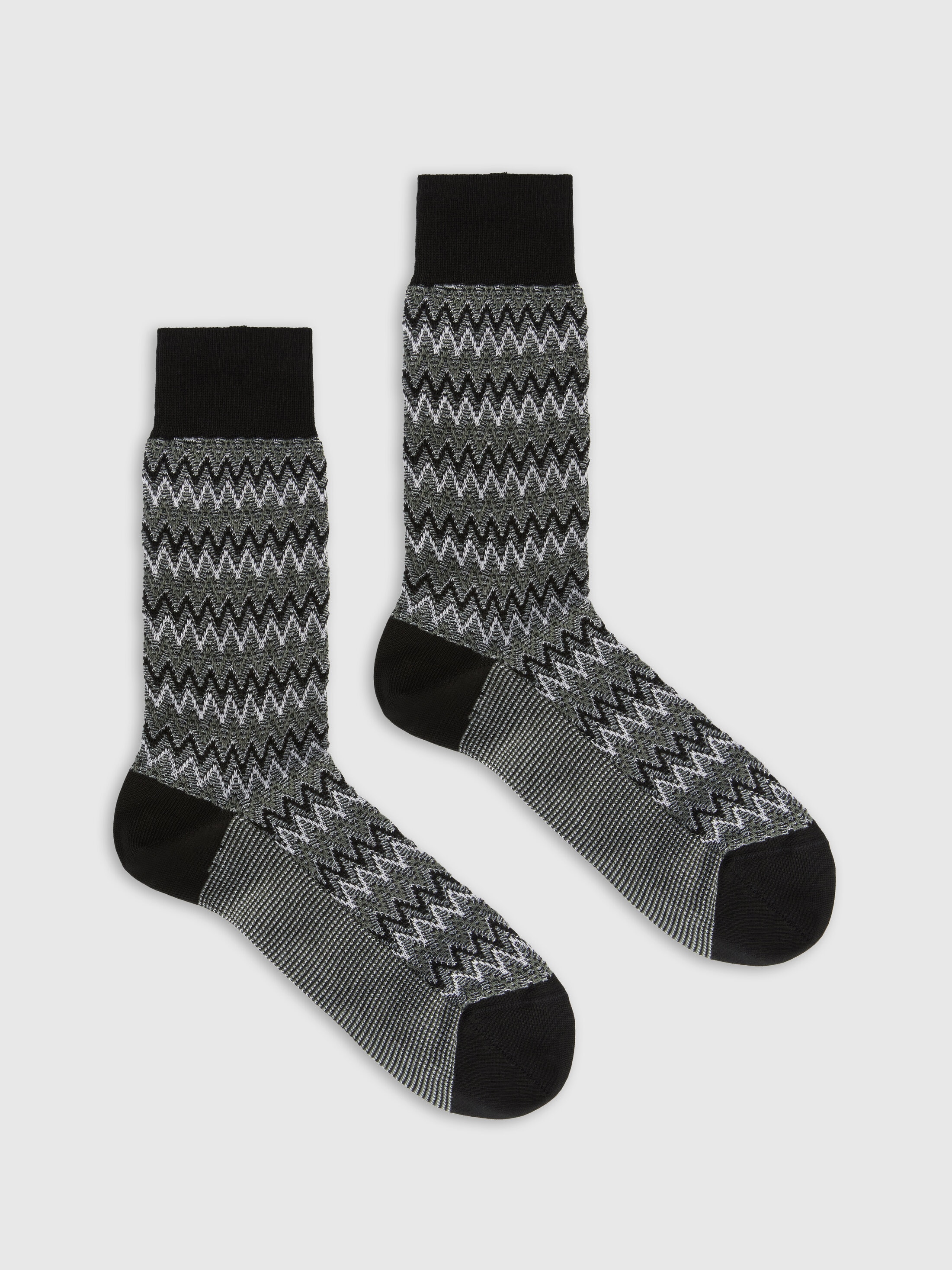 Missoni Short Socks In Cotton Blend With Zig-zag Pattern.