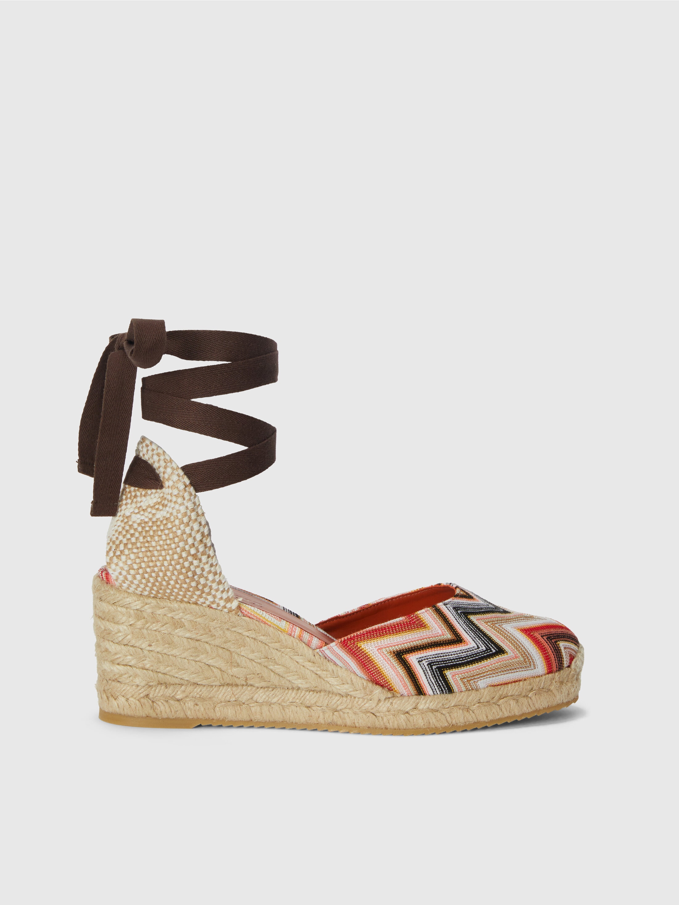 Zig zag pattern espadrilles with medium wedge Pink | Missoni