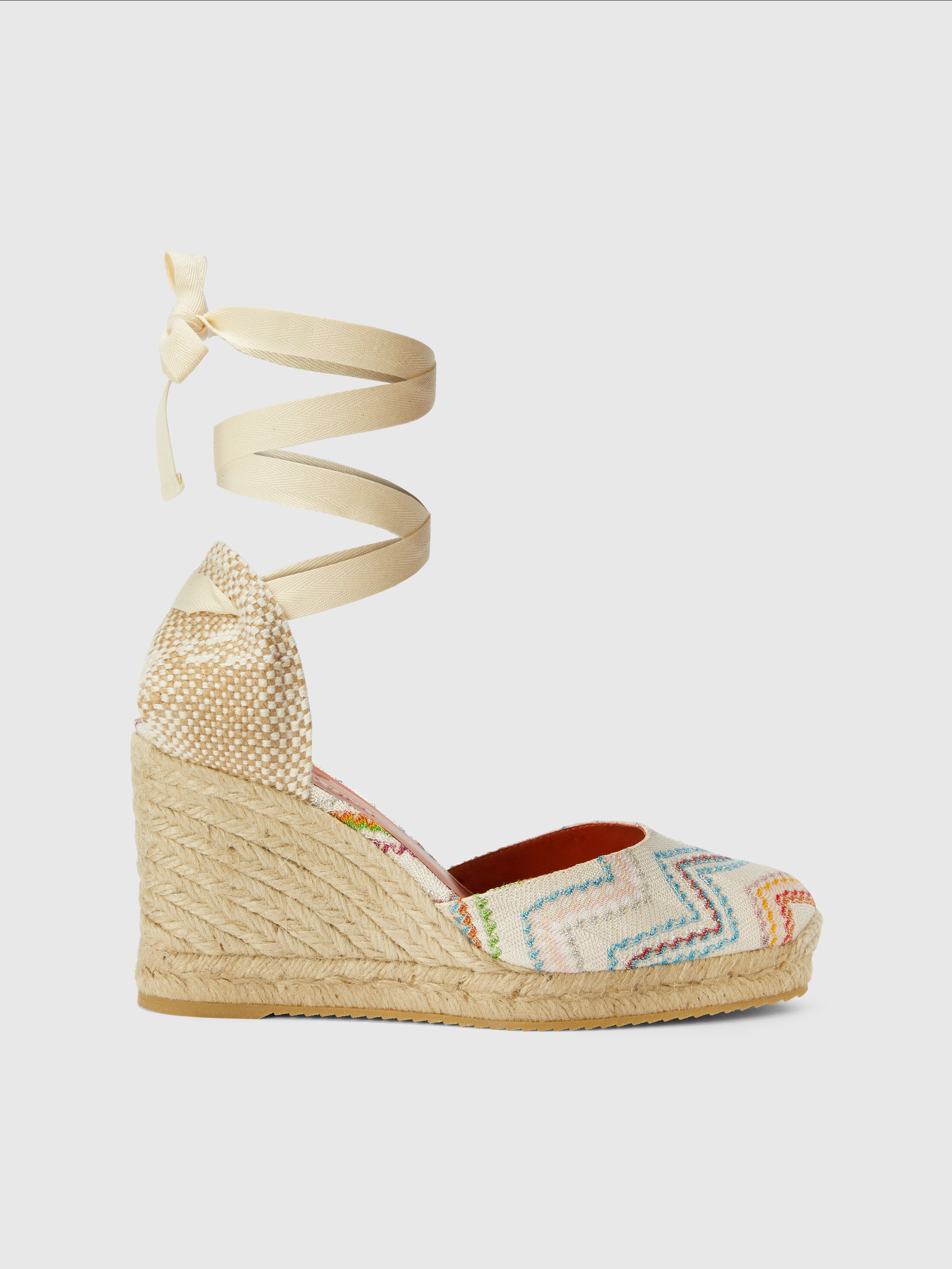 【Missoni】 Zig Zagレザー wedgeサンダル Zig Zag leather wedge sandals in black - Missoni | Mytheresa