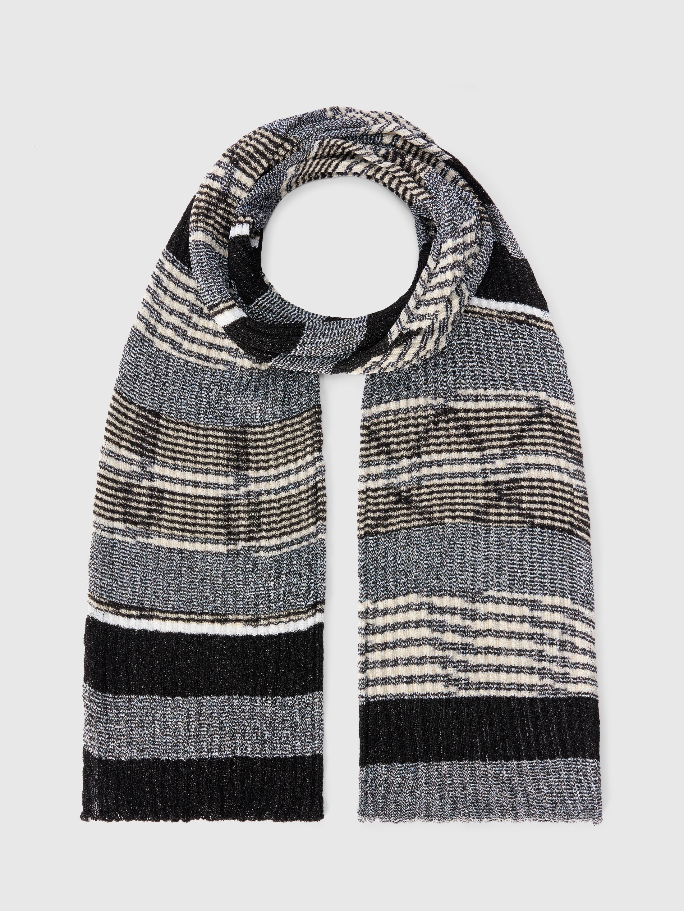 Missoni Ribbed Wool And Viscose Scarf In Black