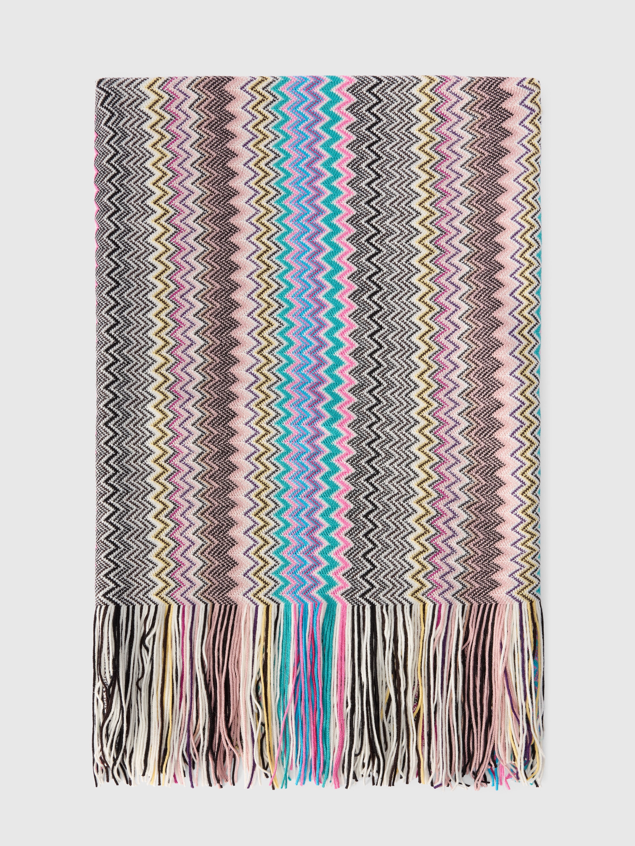 Missoni Scarf With Zigzag Pattern And Fringes In Multi
