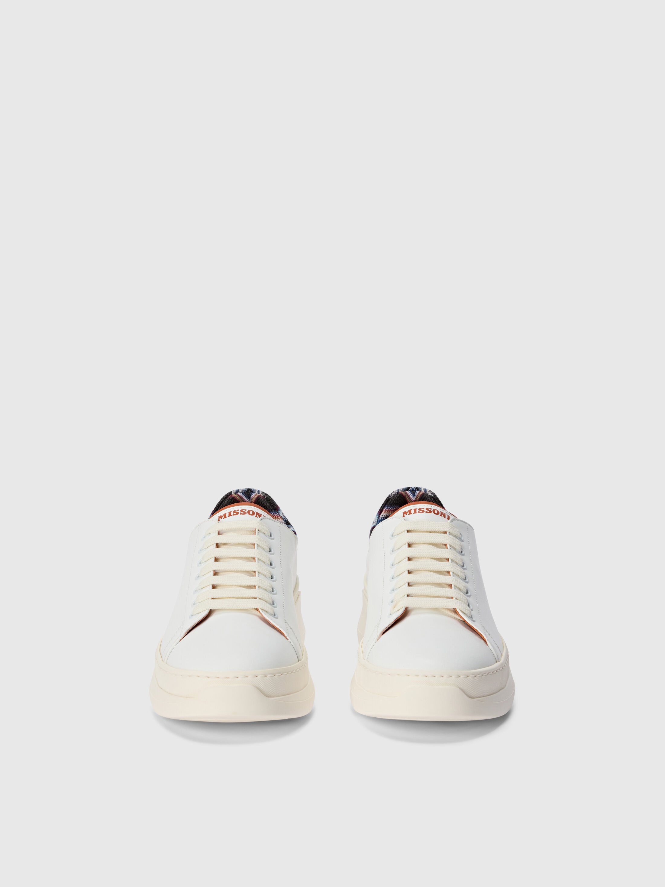 Sneakers with zigzag fabric insert and logo White & Brown | Missoni