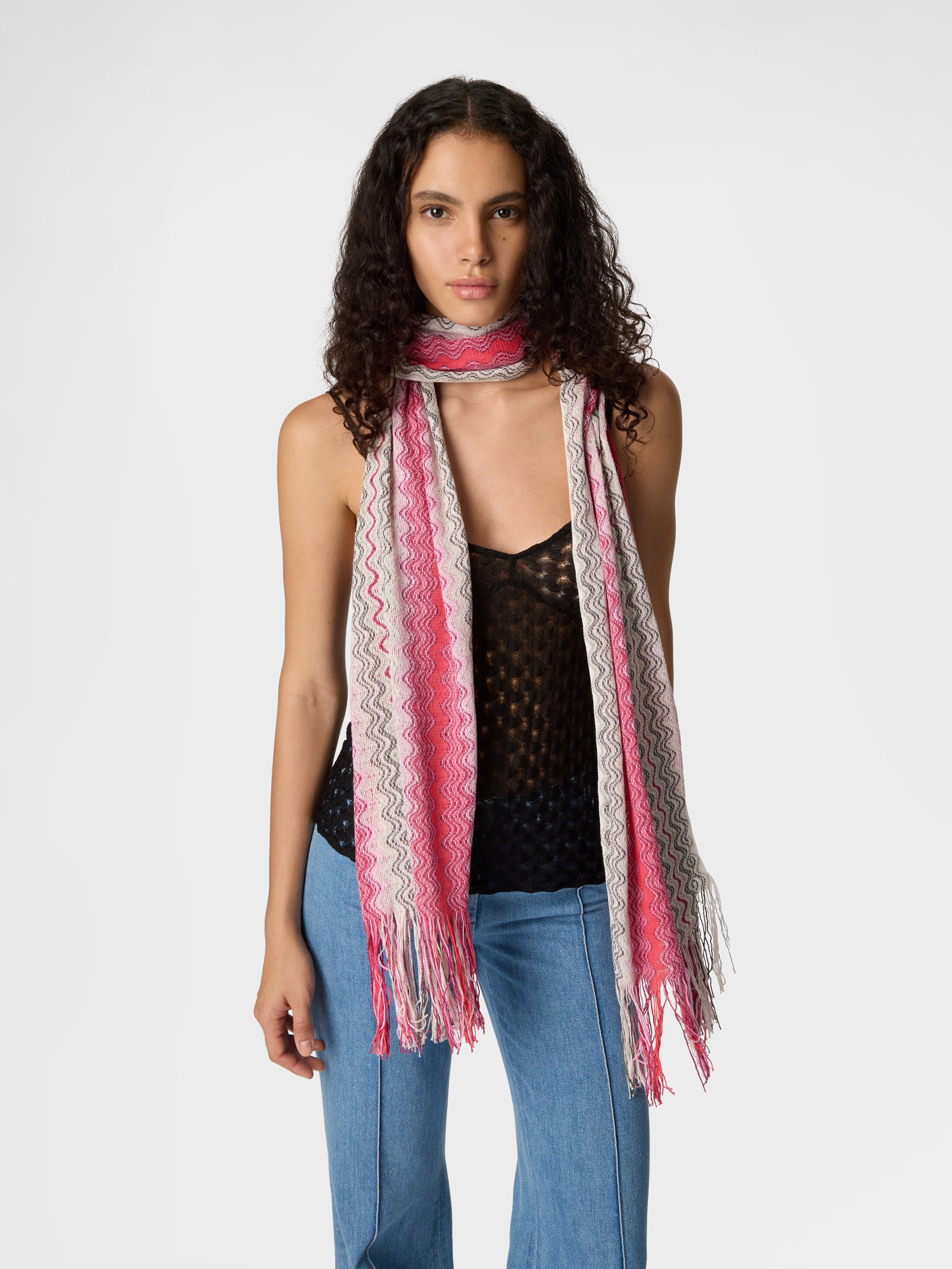 Cotton and viscose-blend scarf with fringes Multicoloured | Missoni