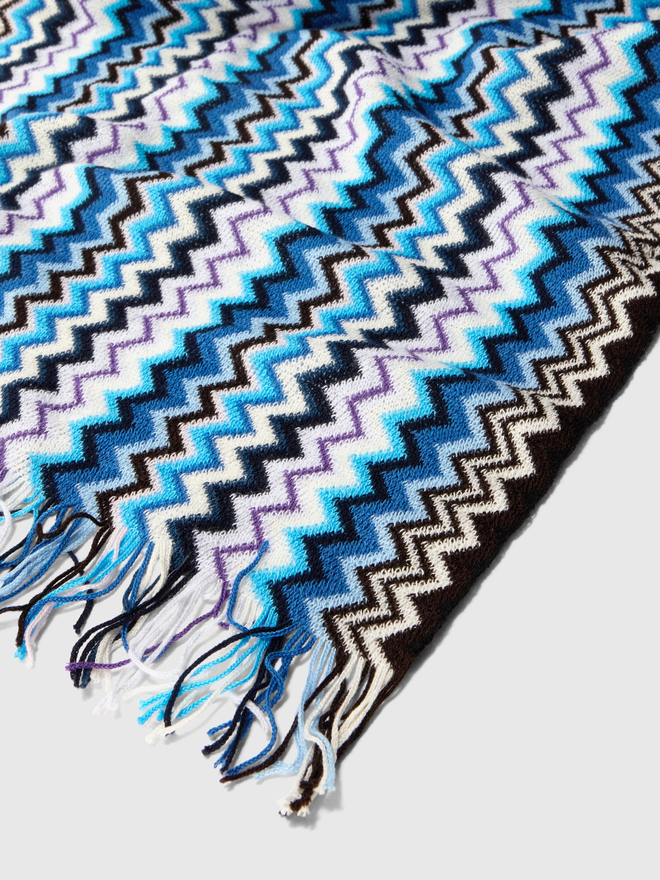 MISSONI ニットストール マルチカラー 波柄 大判 ミッソーニ 総柄ニット マフラー ストール マルチカラー イタリア製